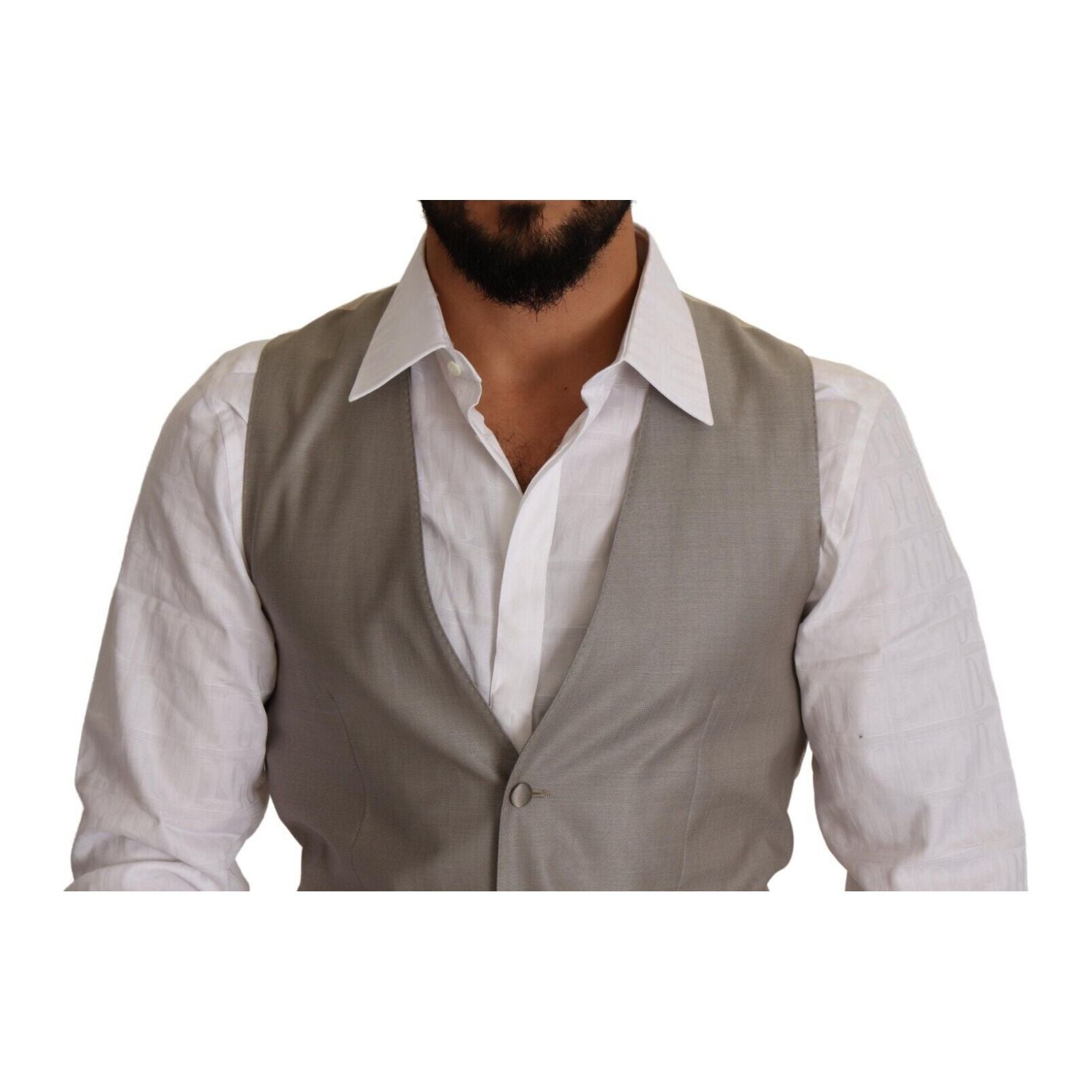 Dolce & Gabbana Beige Virgin Wool Dress Vest