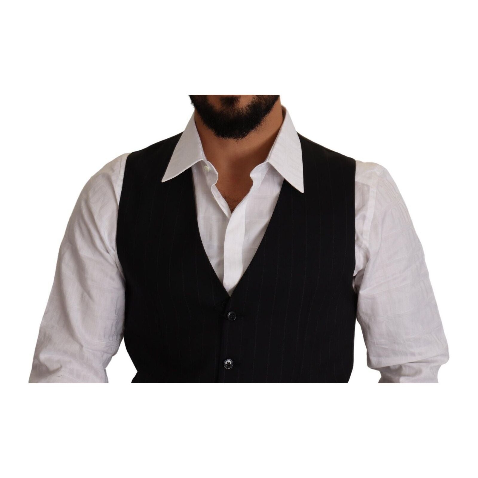 Dolce & Gabbana Blue Virgin Wool Dress Vest for Refined Style