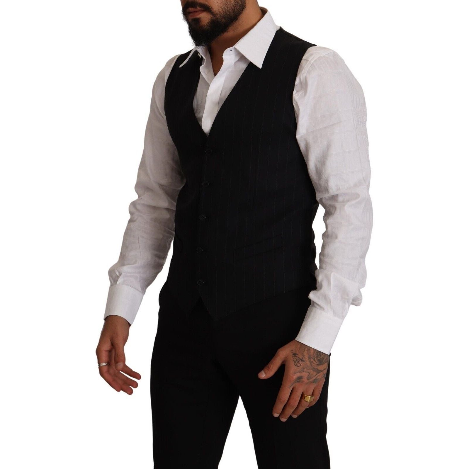 Dolce & Gabbana Blue Virgin Wool Dress Vest for Refined Style