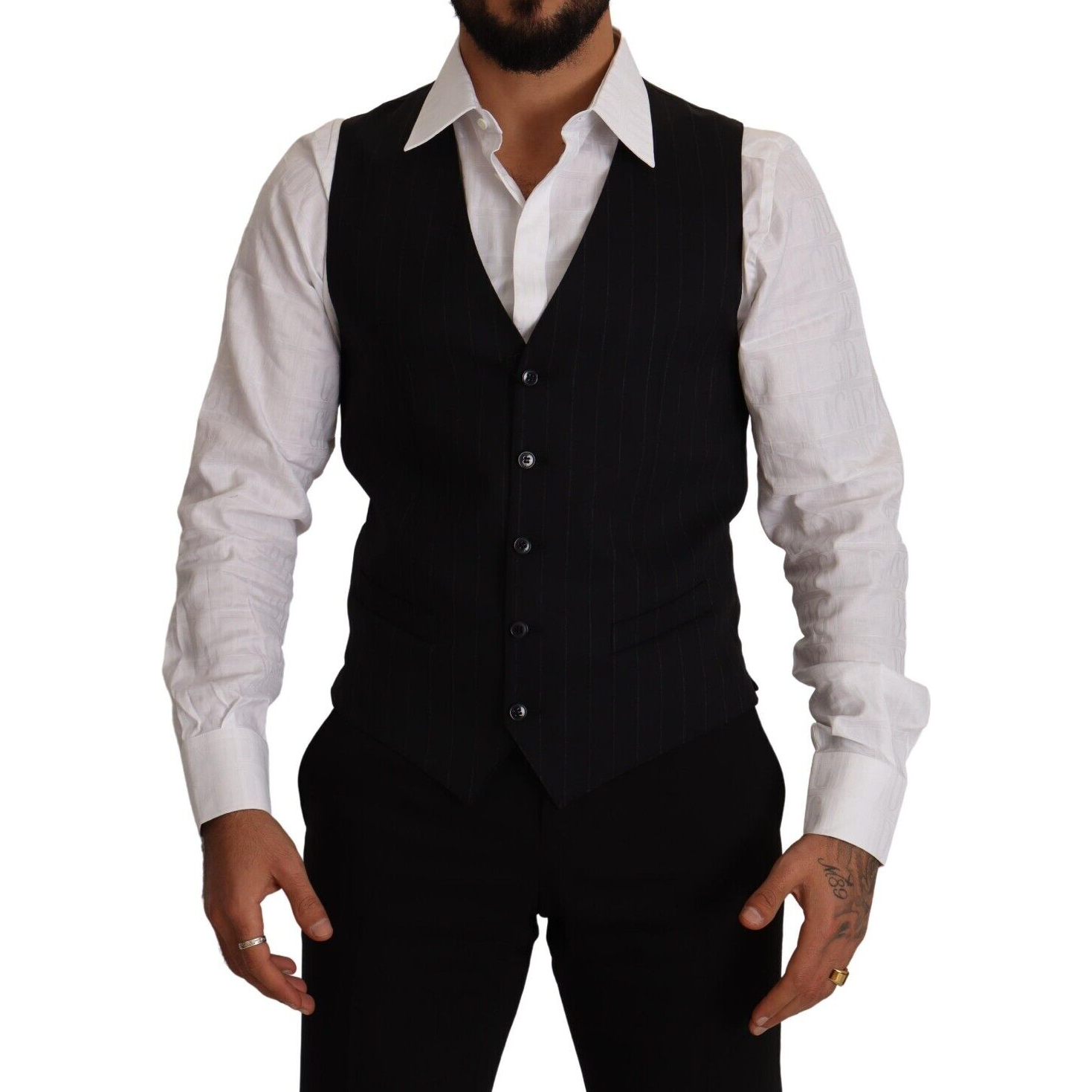 Dolce & Gabbana Blue Virgin Wool Dress Vest for Refined Style