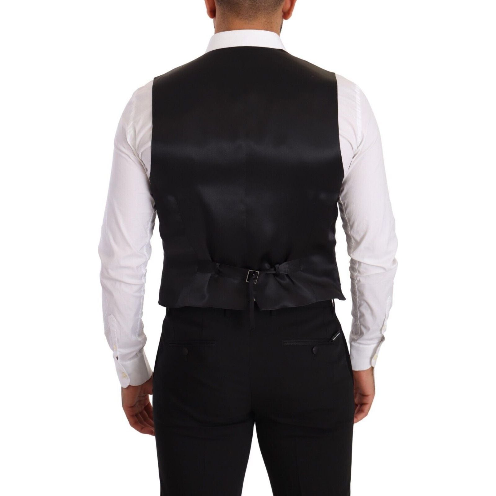 Dolce & Gabbana Elegant Gray Silk Dress Vest for Sophistication