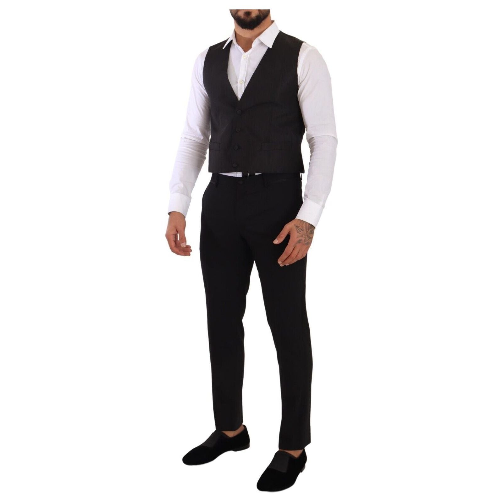 Dolce & Gabbana Elegant Gray Silk Dress Vest for Sophistication