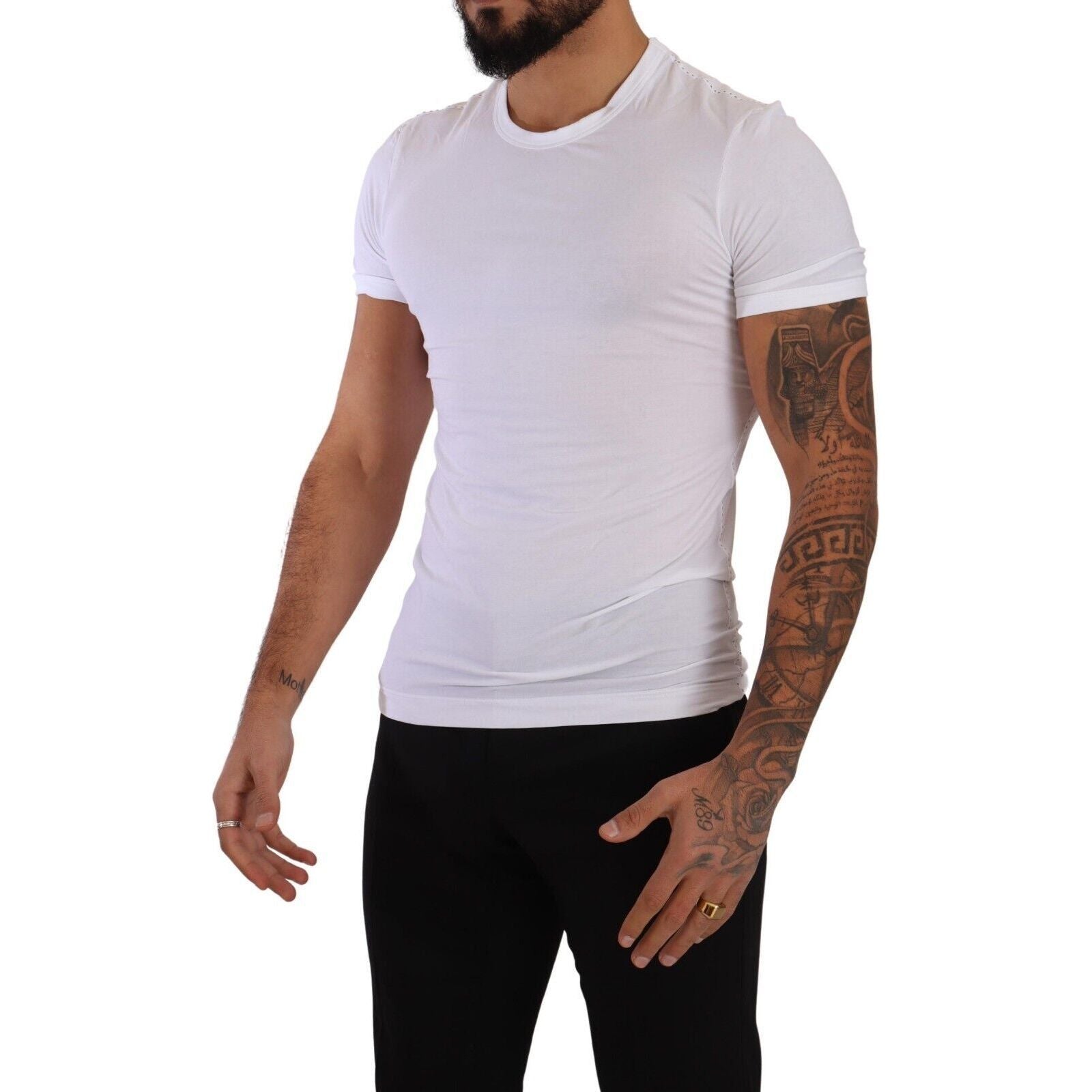 Dolce & Gabbana White Cotton Blend Round Neck Tee