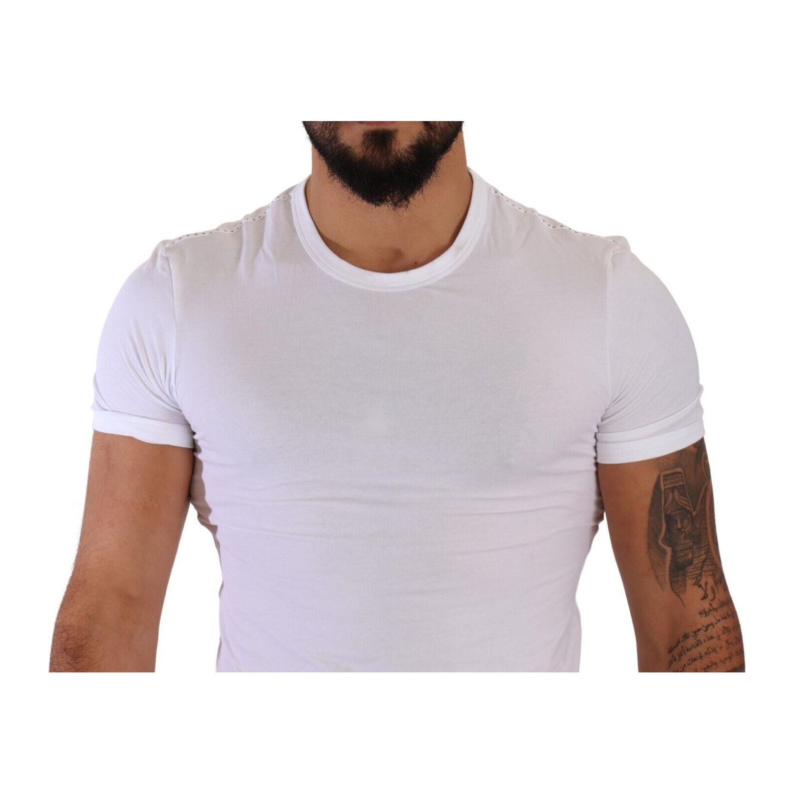 Dolce & Gabbana White Cotton Blend Round Neck Tee