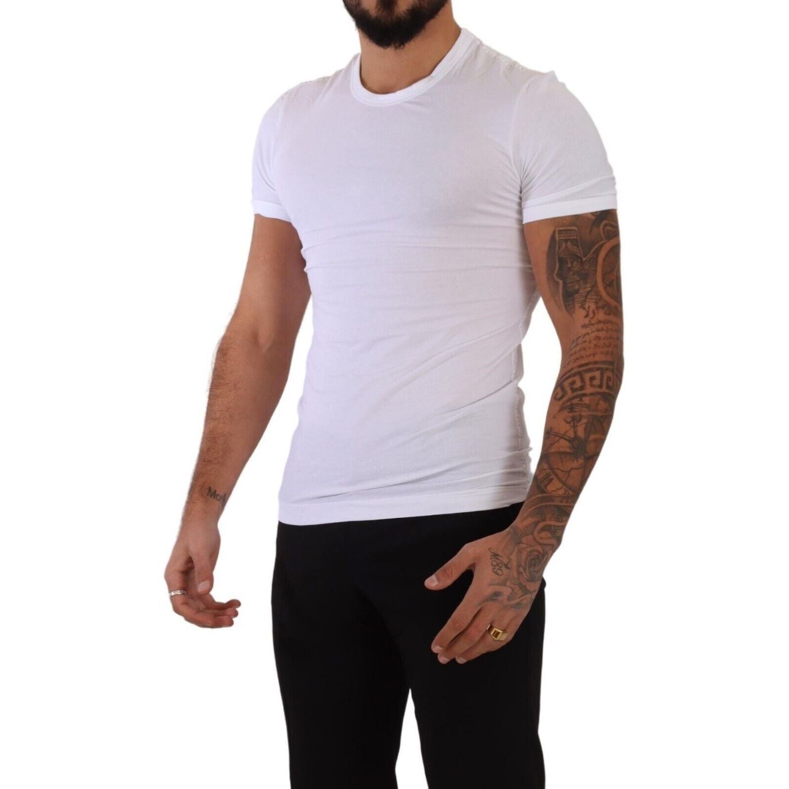 Dolce & Gabbana White Cotton Blend Round Neck Tee