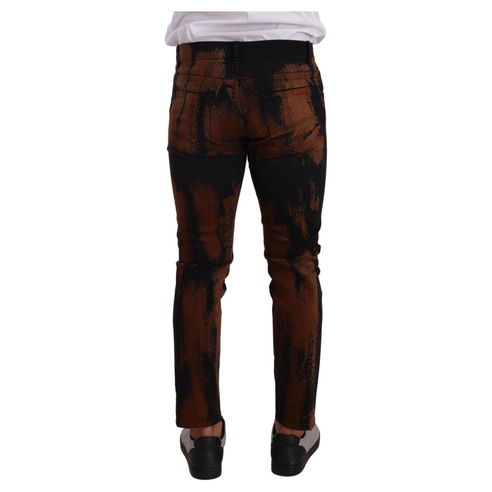 Dolce & Gabbana Black Brown Denim Slim Fit Jeans
