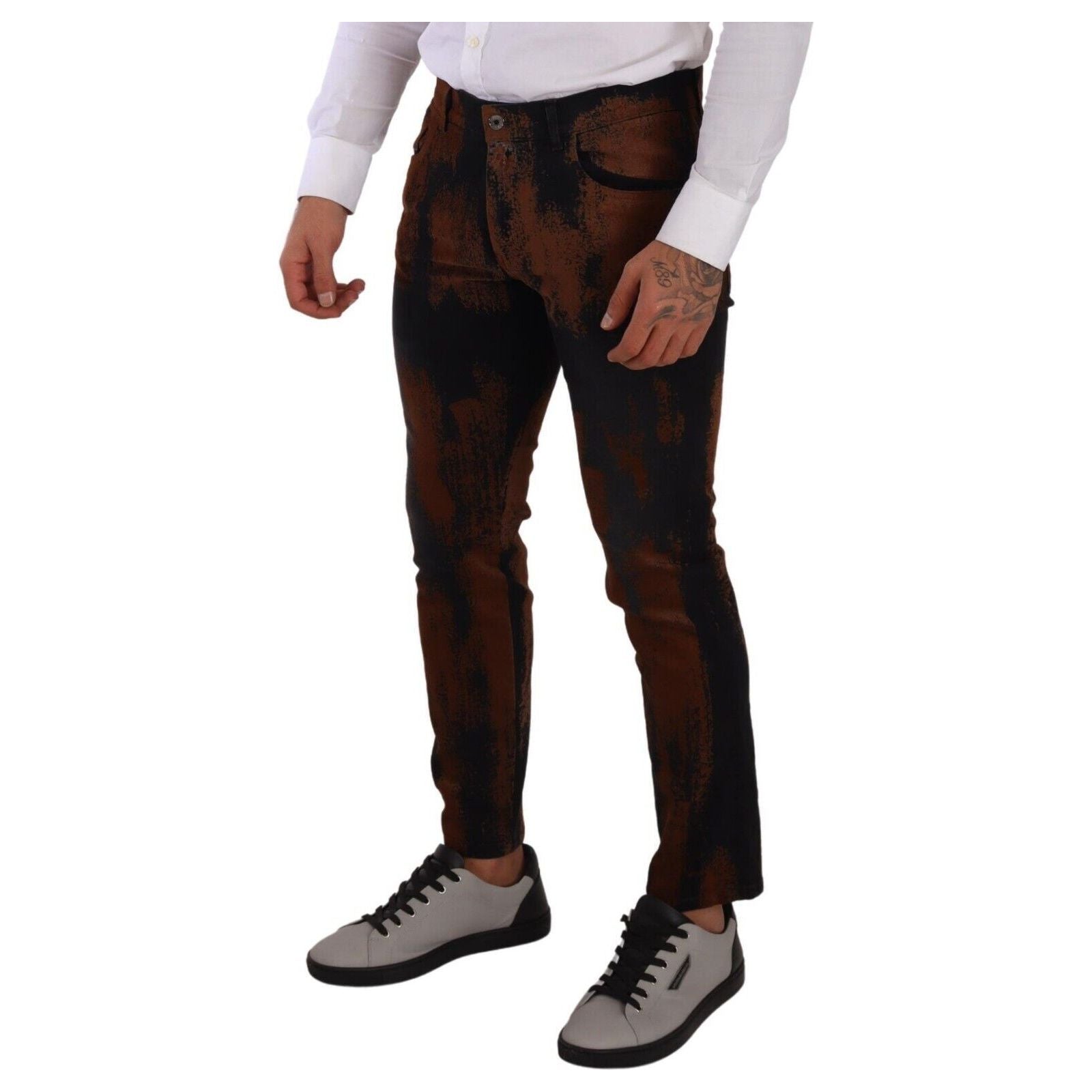 Dolce & Gabbana Black Brown Denim Slim Fit Jeans