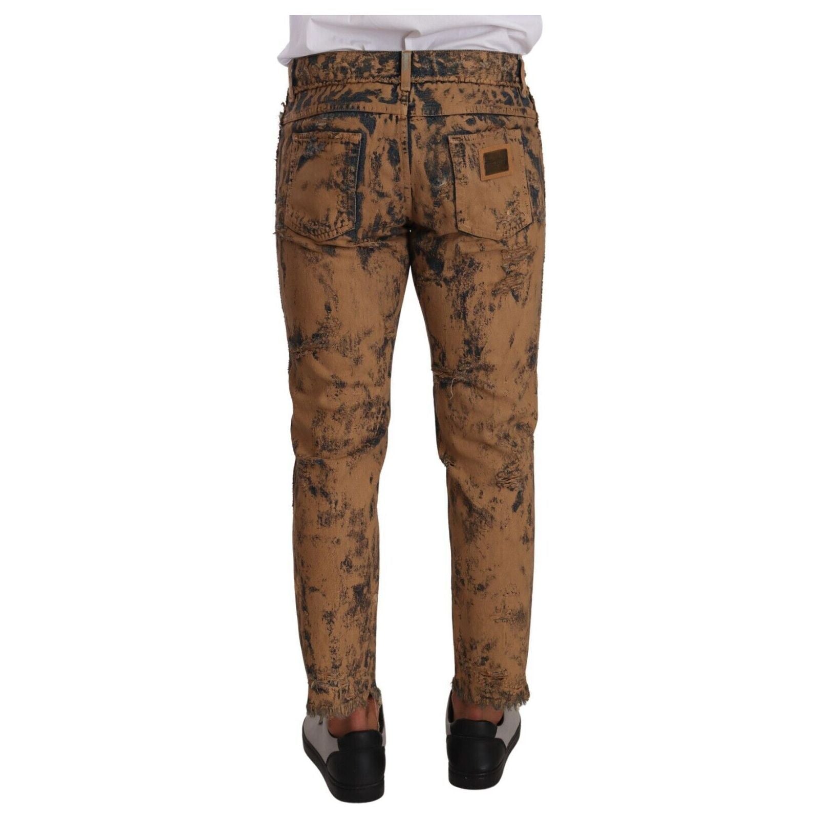 Dolce & Gabbana Blue Cotton Distressed Denim Trousers