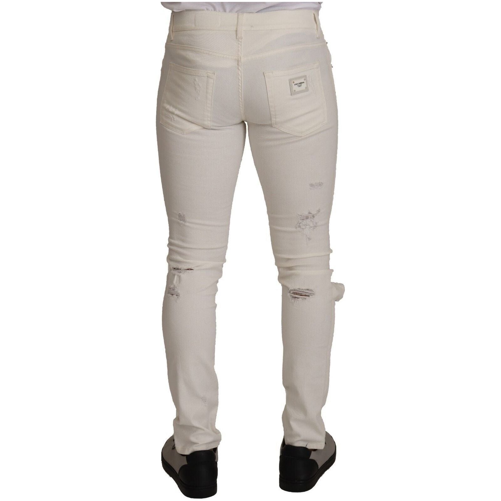 Dolce & Gabbana White Cotton Blend Skinny Denim Jeans