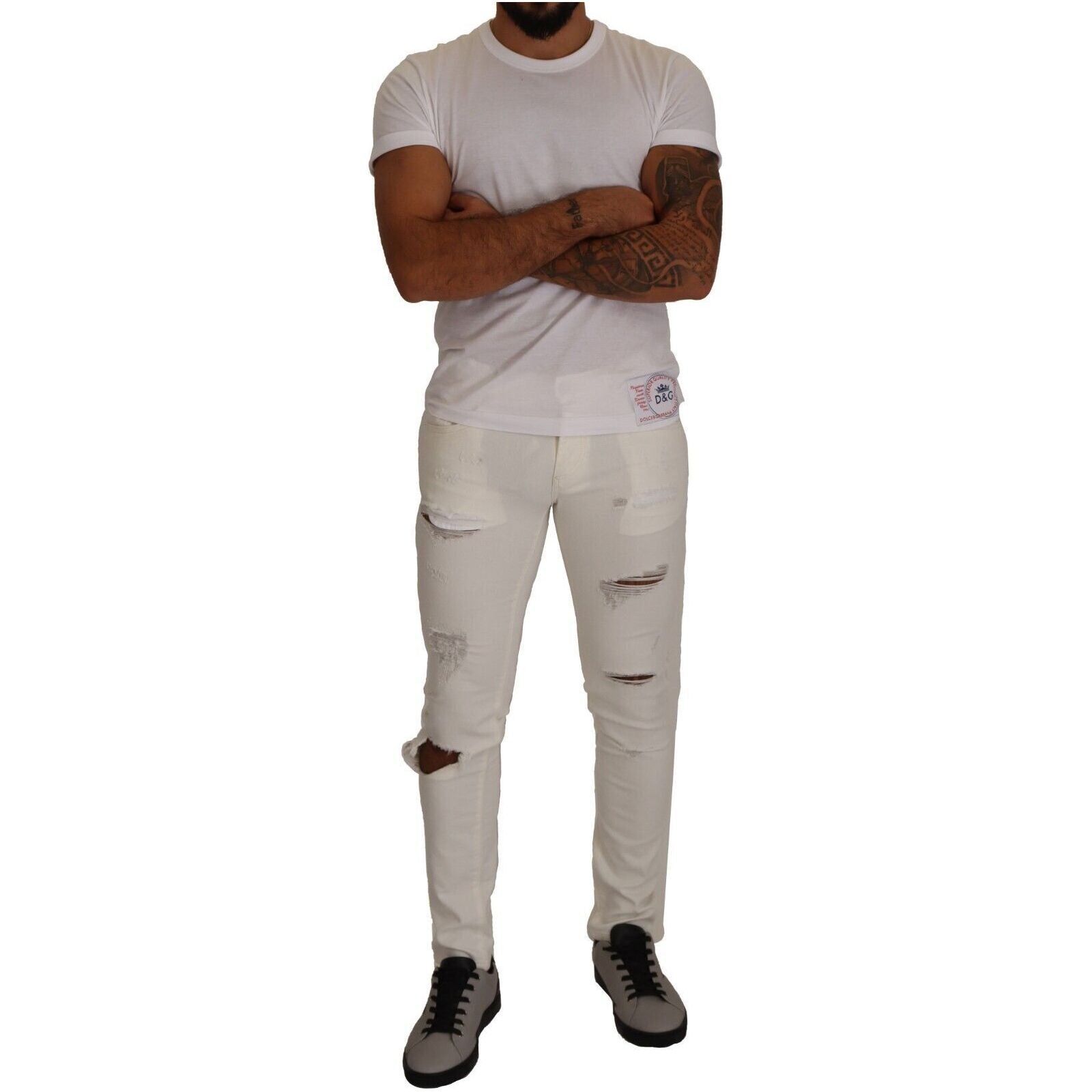 Dolce & Gabbana White Cotton Blend Skinny Denim Jeans