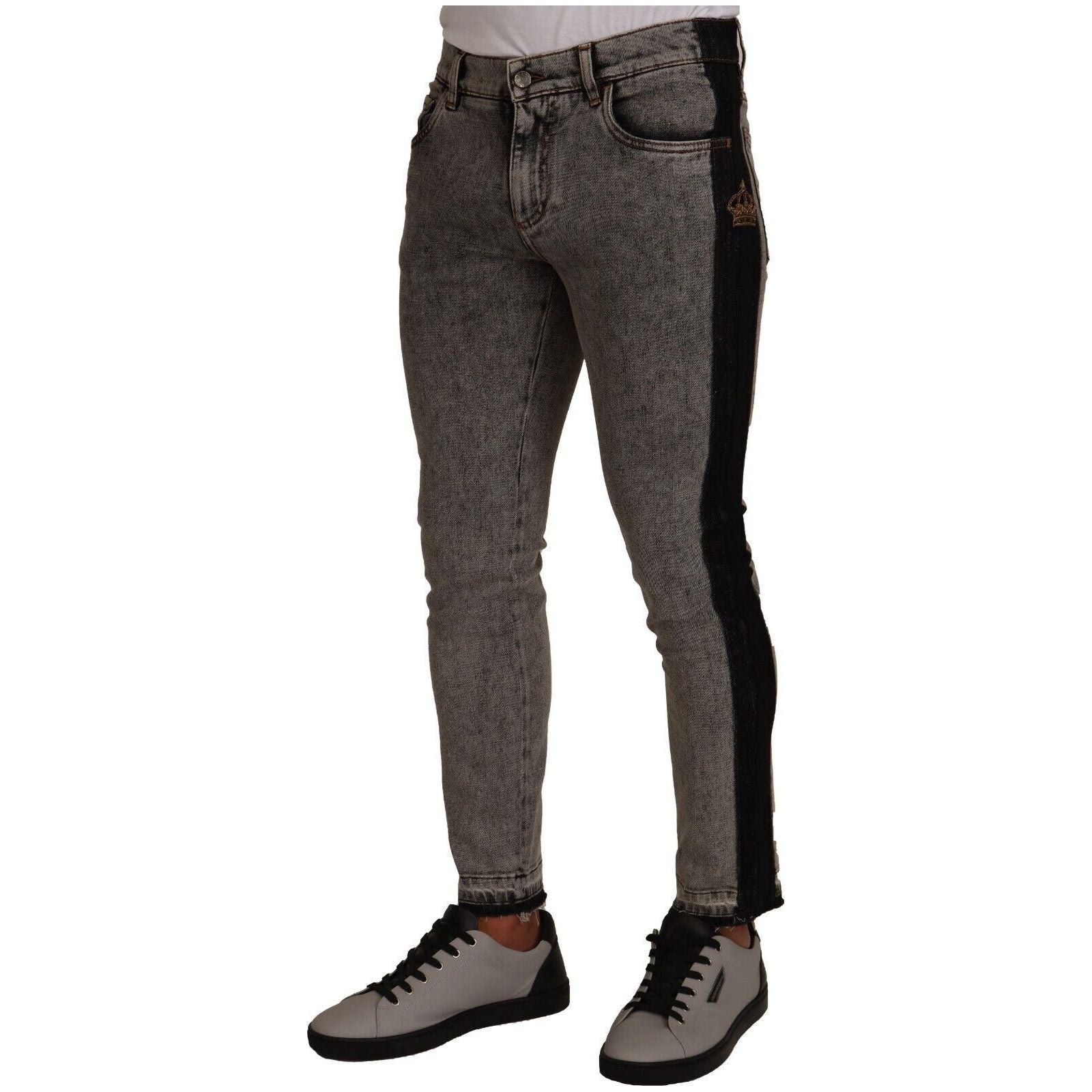 Dolce & Gabbana Blue Denim Chic Embellished Crown Skinny Jeans