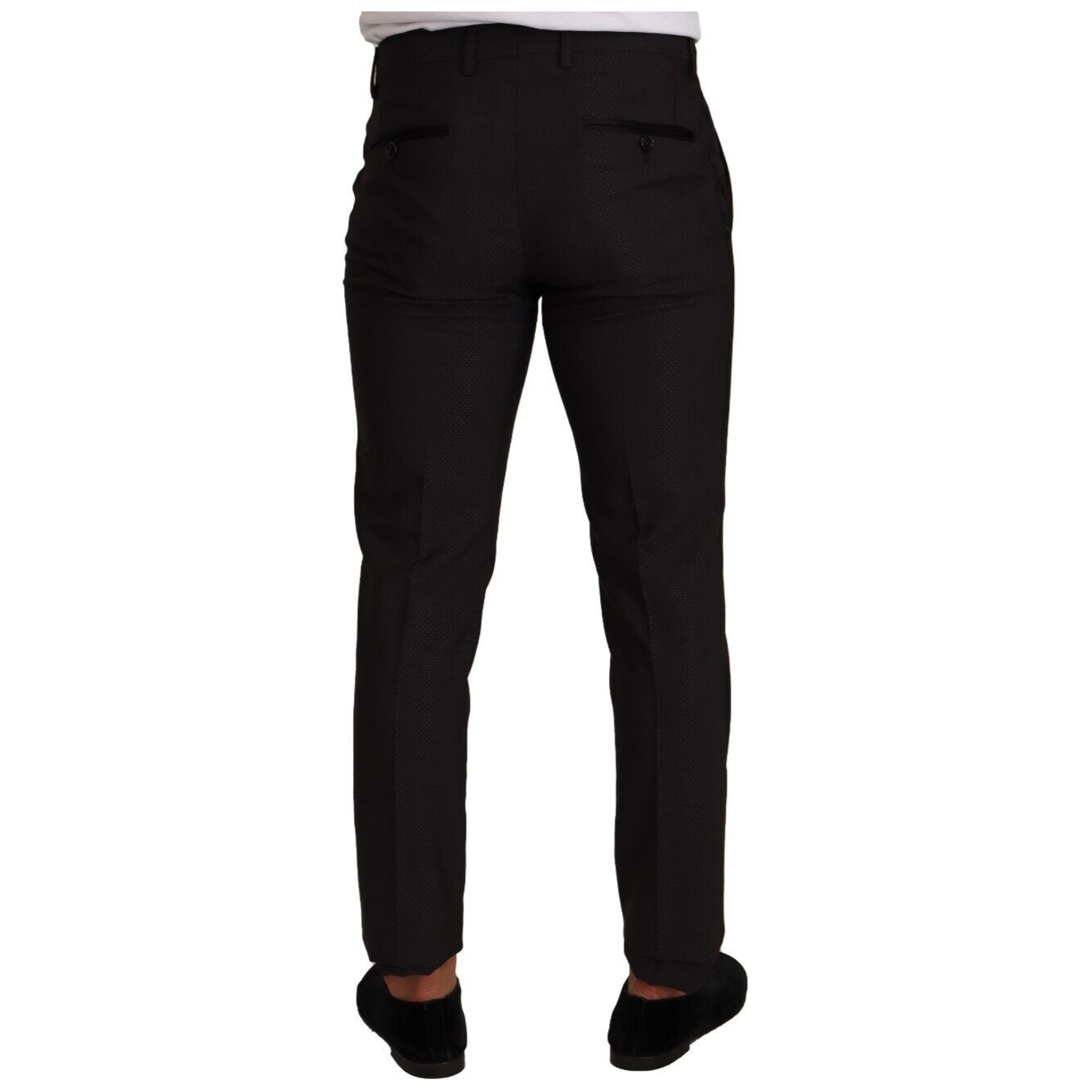 Dolce & Gabbana Black Wool Tuxedo Trousers Luxury Fit