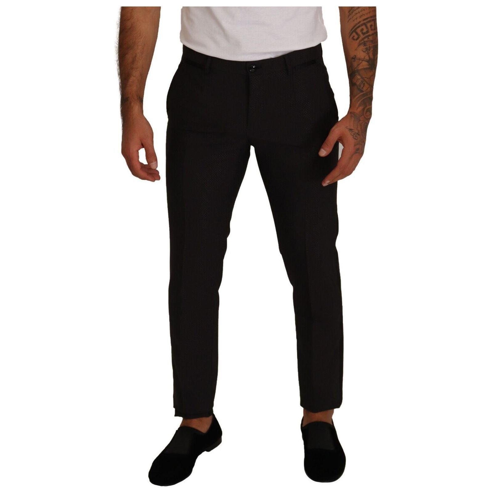 Dolce & Gabbana Black Wool Tuxedo Trousers Luxury Fit