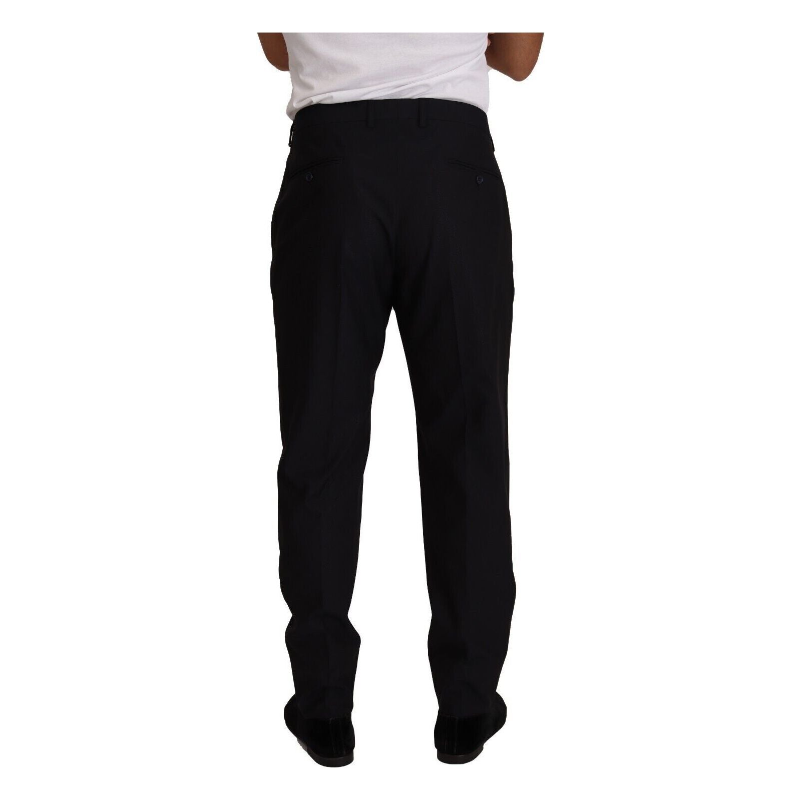 Dolce & Gabbana Dark Blue Wool Silk Tuxedo Trousers