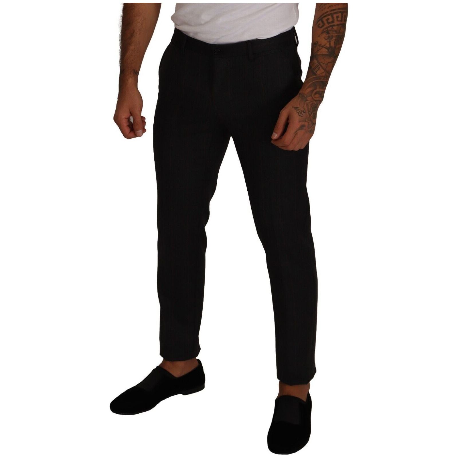 Dolce & Gabbana Gray Virgin Wool Slim Fit Trousers