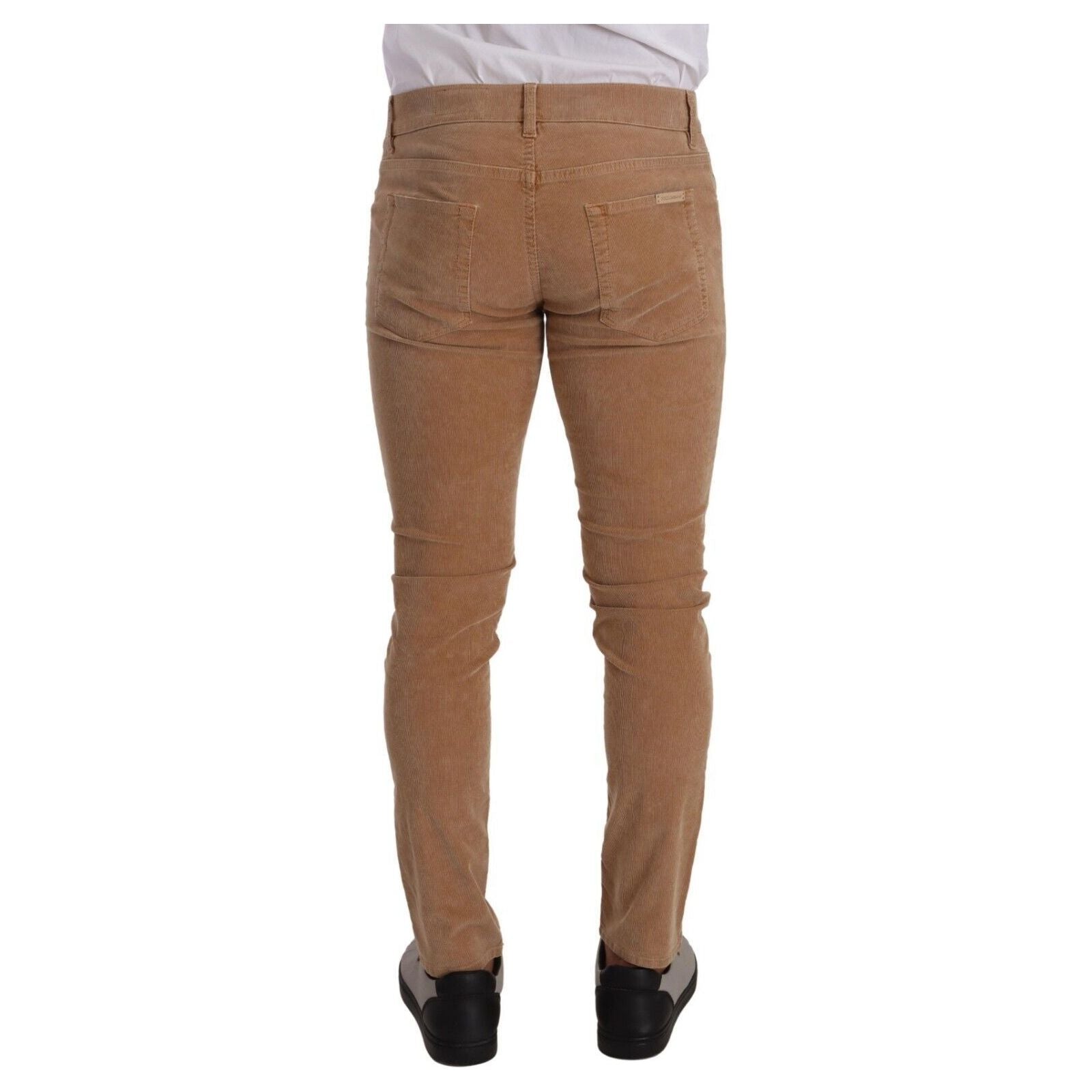 Dolce & Gabbana Navy Corduroy Elegant Slim Fit Jeans