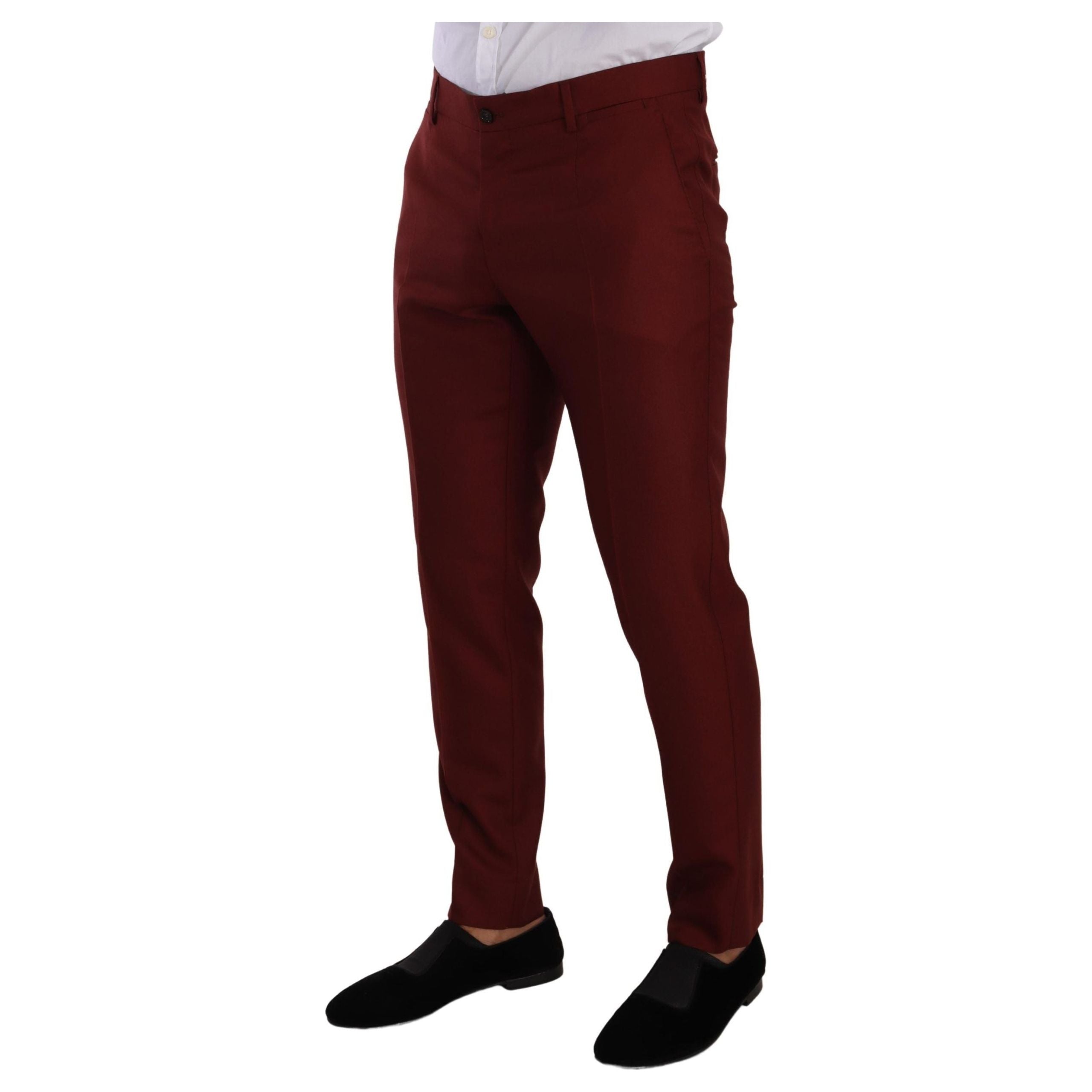 Dolce & Gabbana Red Cashmere-Silk Dress Pants