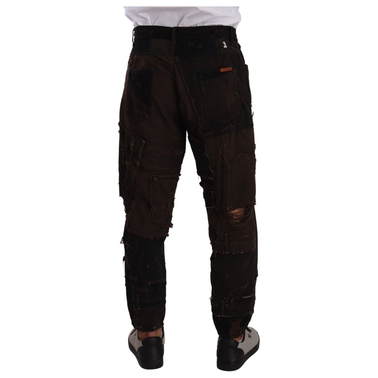 Dolce & Gabbana Blue Denim Distressed Patchwork Jeans