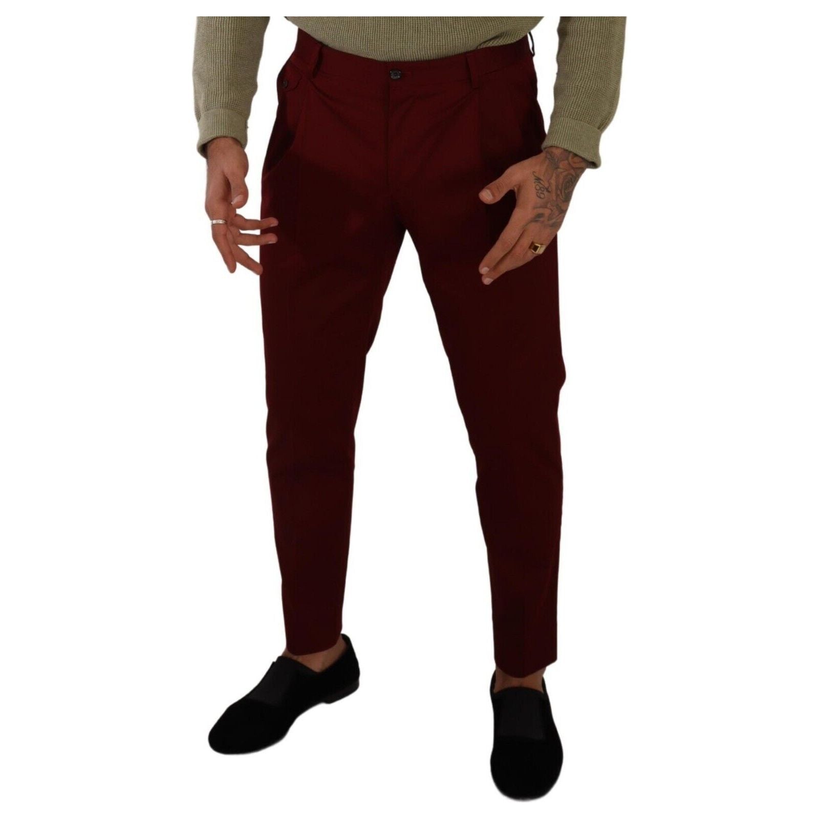 Dolce & Gabbana Dark Red Cotton Chinos Collection