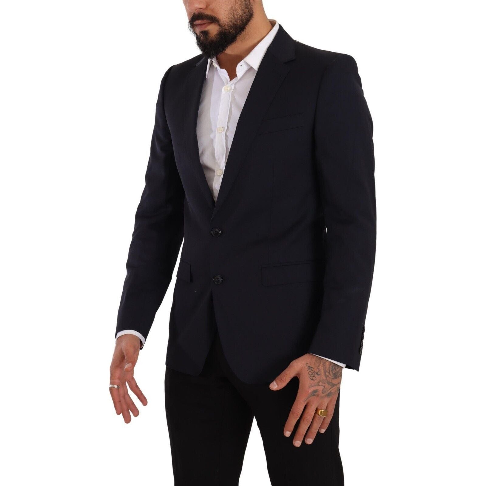 Dolce & Gabbana Navy Wool Slim Fit Blazer