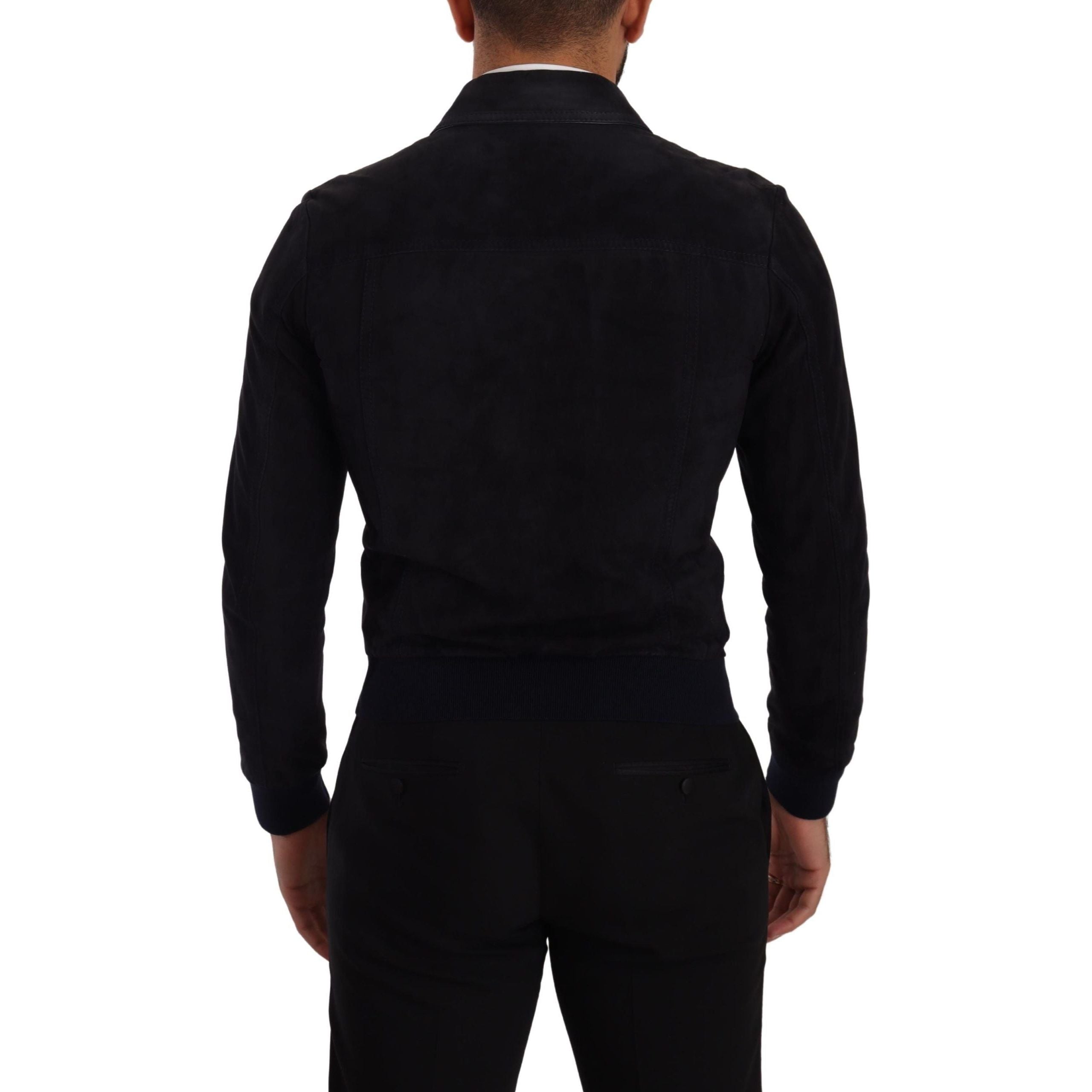 Dolce & Gabbana Blue Suede Short Jacket for Luxe Style