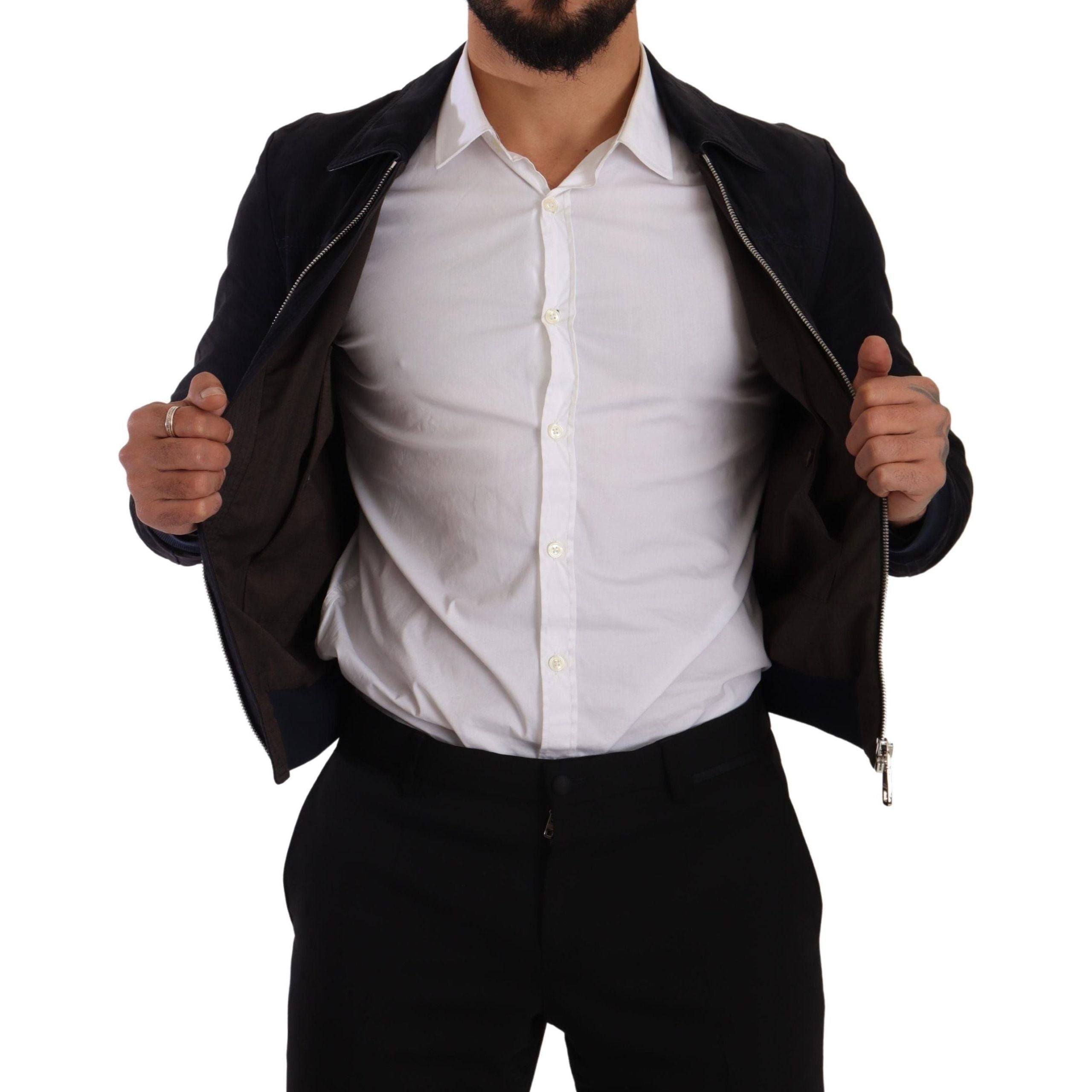 Dolce & Gabbana Blue Suede Short Jacket for Luxe Style