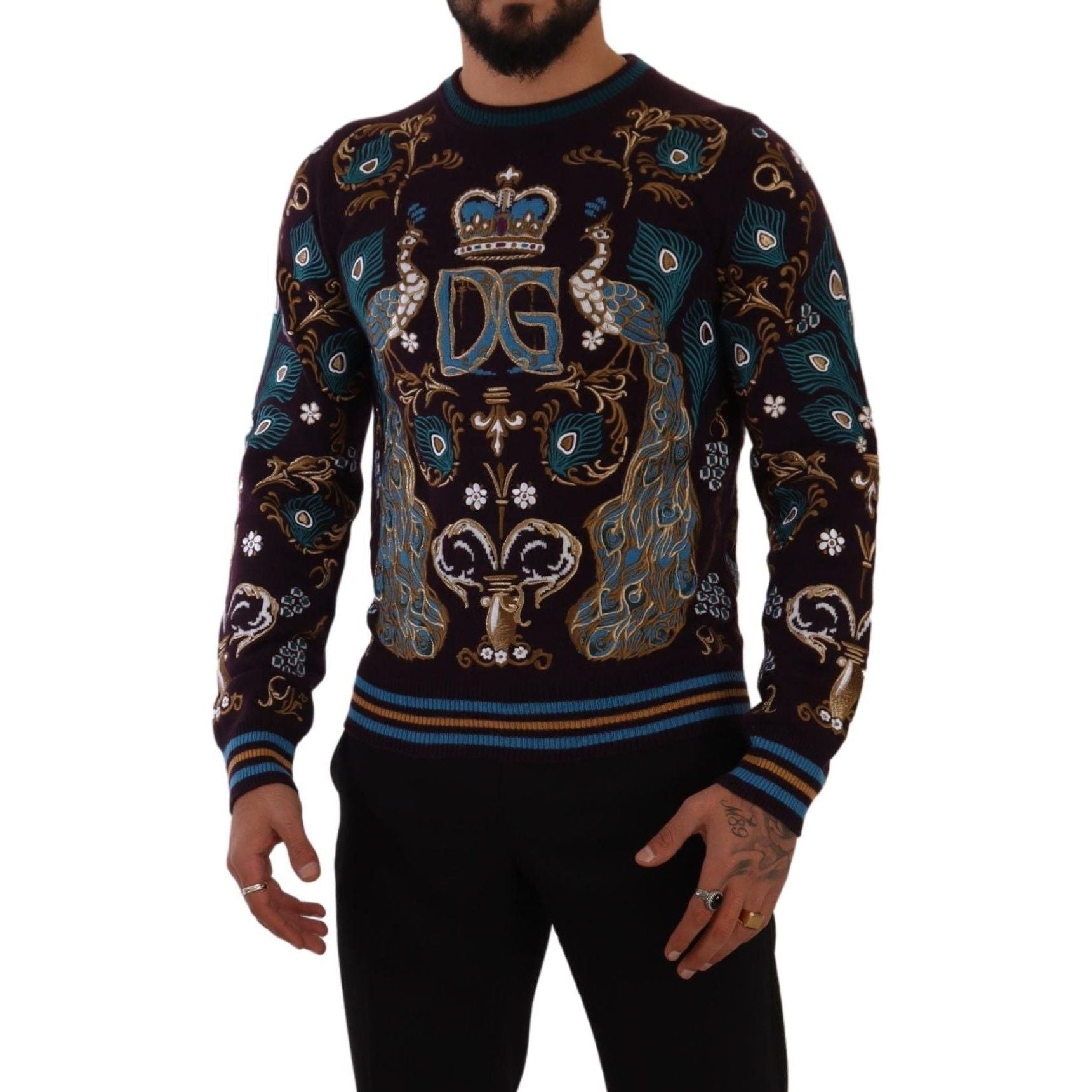 Dolce & Gabbana Bordeaux Cashmere Crewneck Sweater