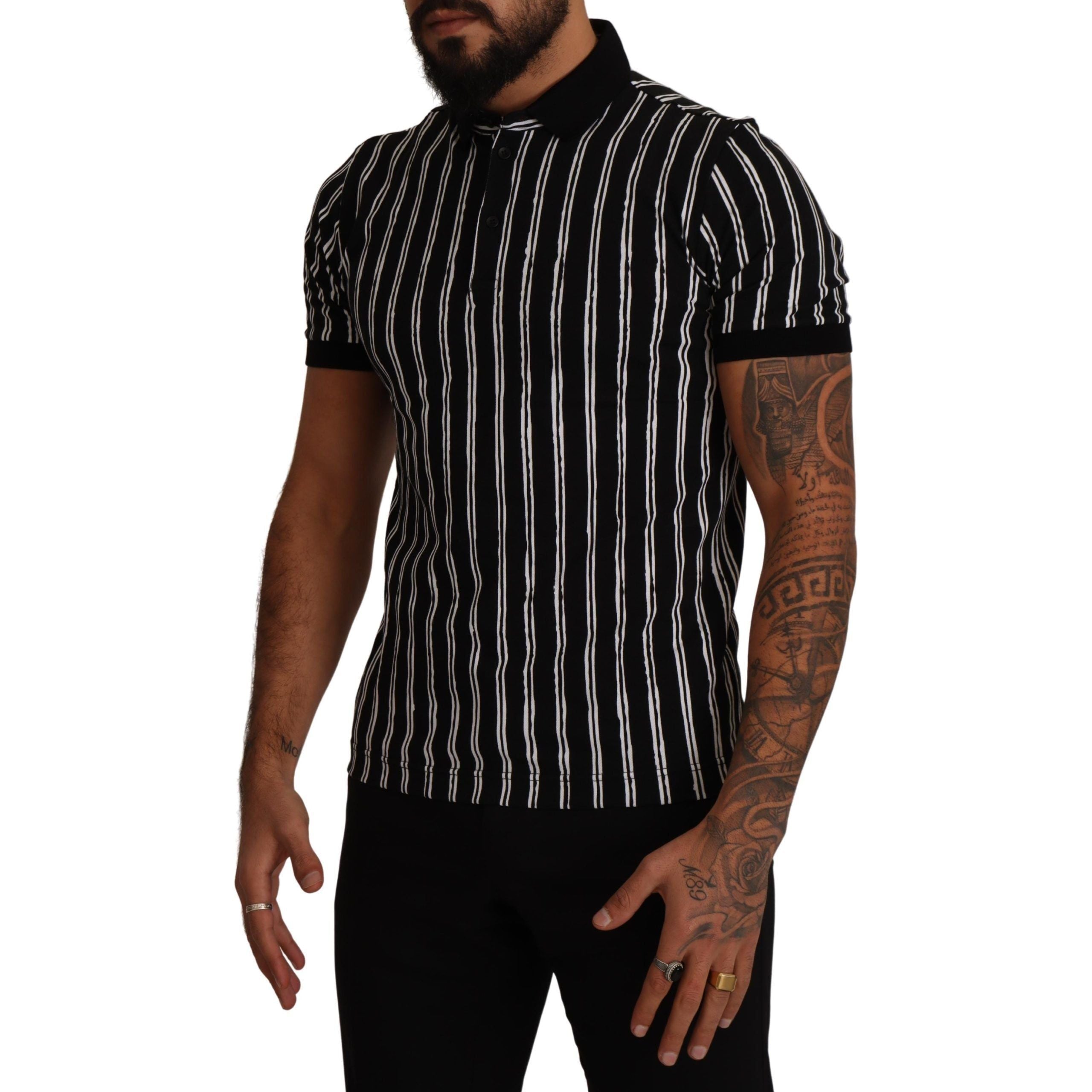 Dolce & Gabbana Black Cotton Polo T-Shirt