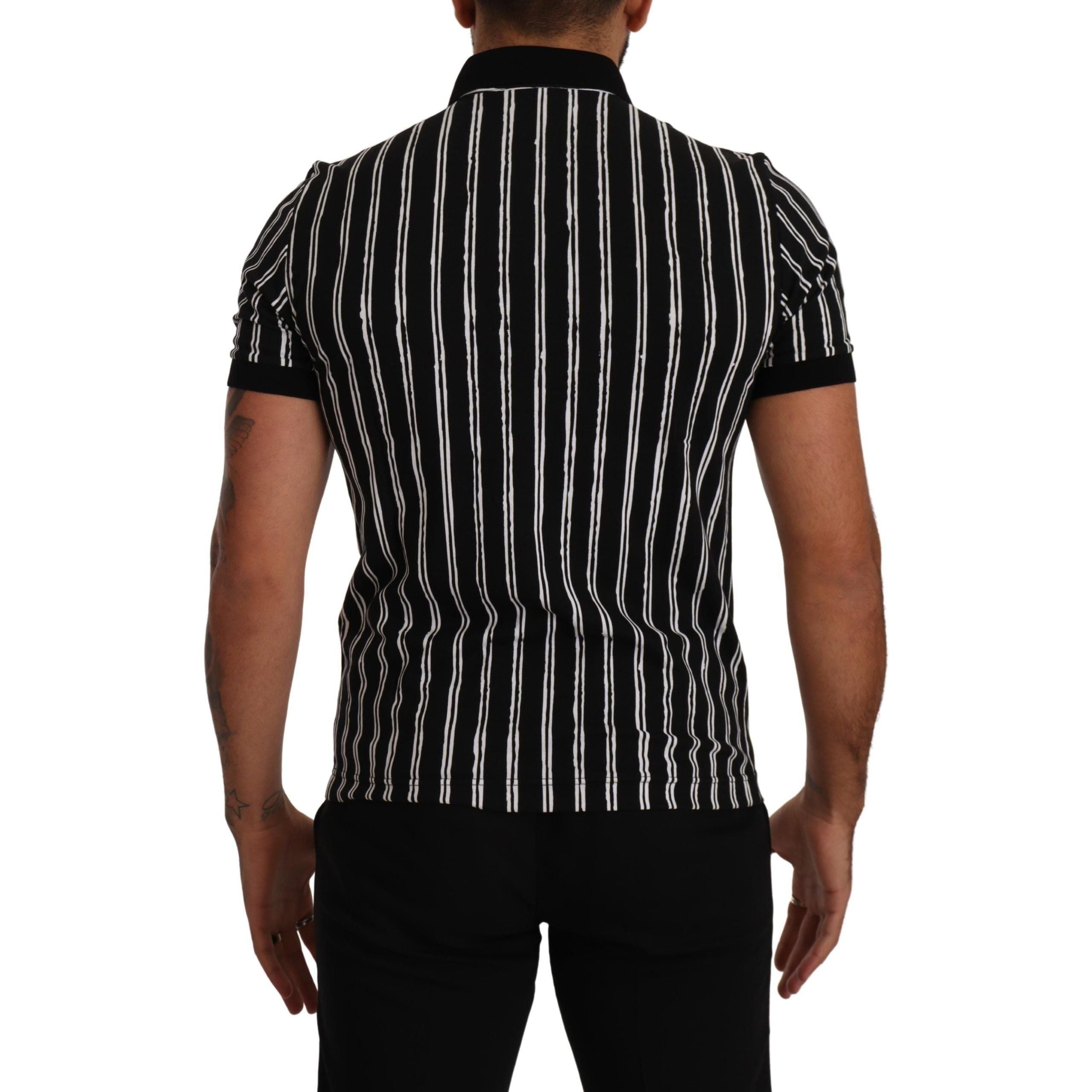 Dolce & Gabbana Black Cotton Polo T-Shirt