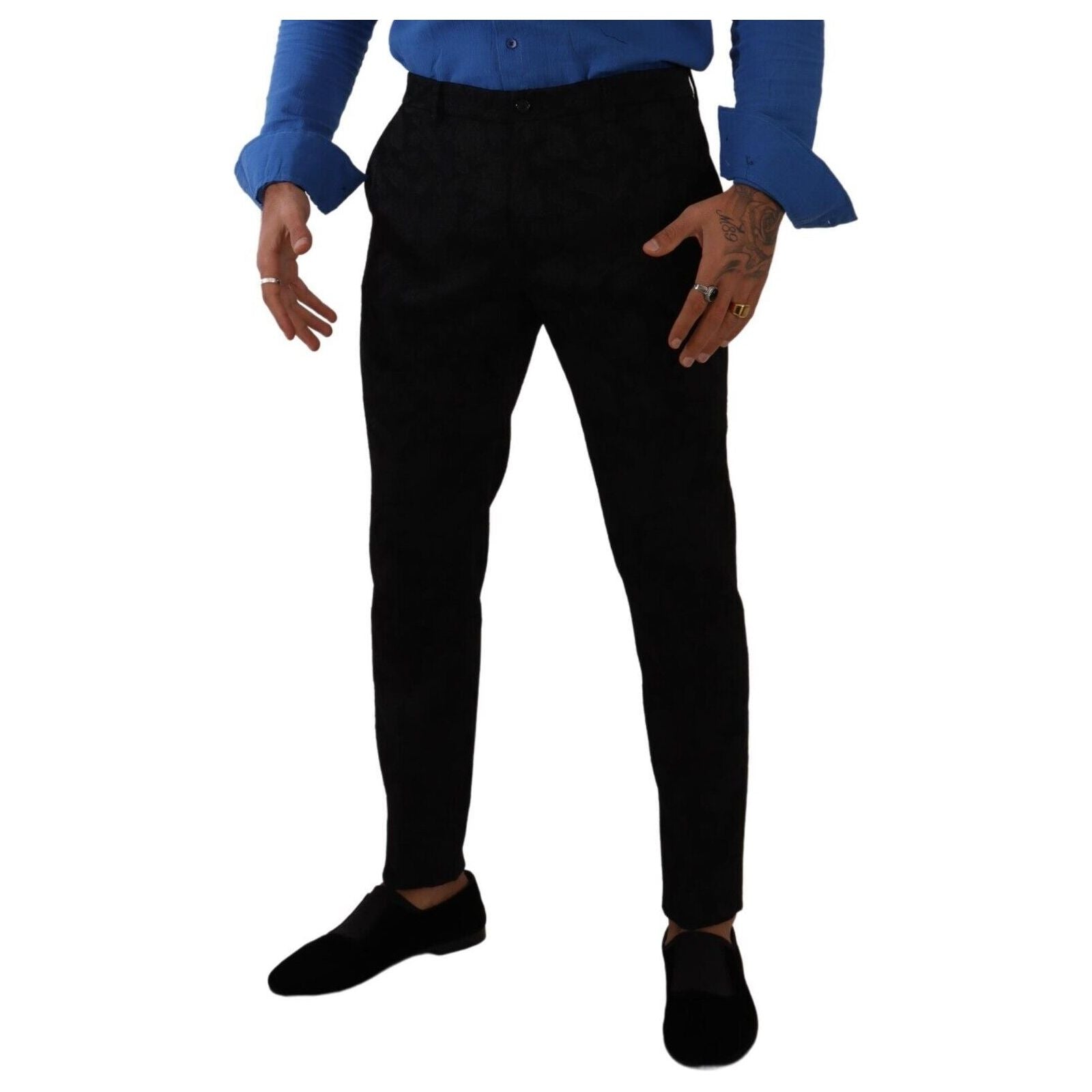 Dolce & Gabbana Black Brocade Dress Pants