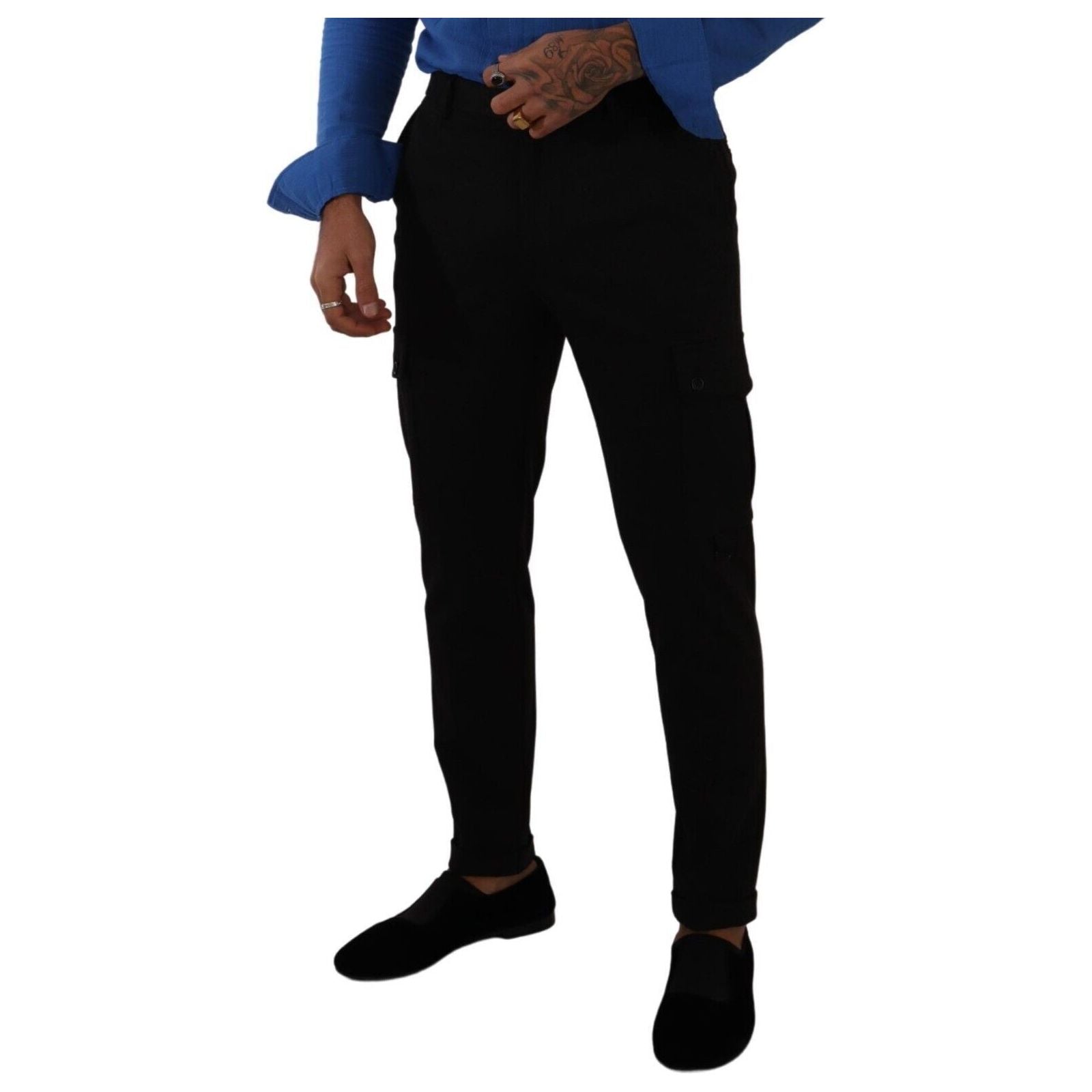 Dolce & Gabbana Black Viscose Slim Fit Cargo Pants