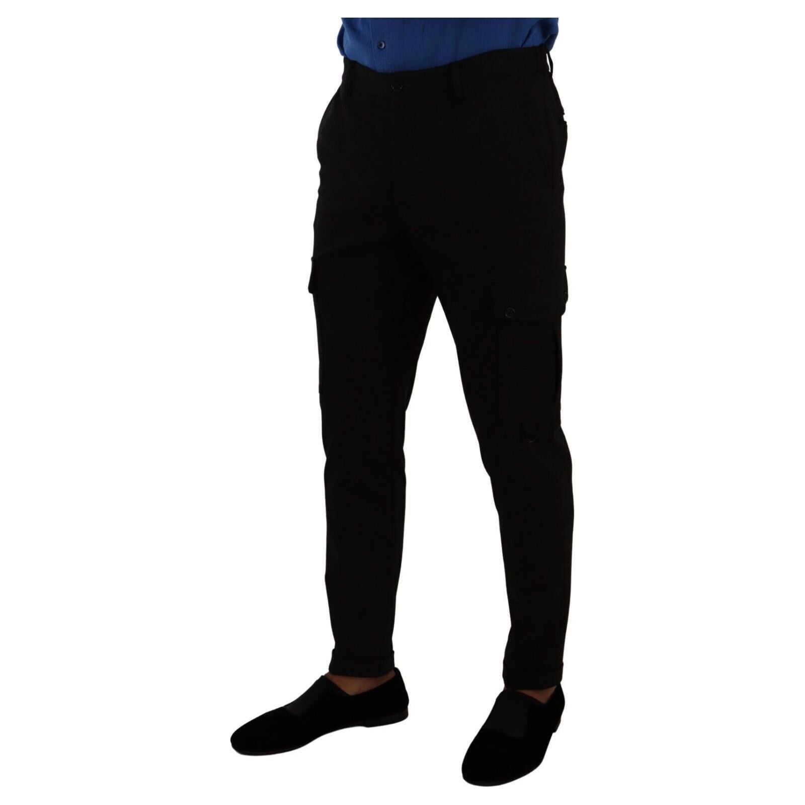 Dolce & Gabbana Black Viscose Slim Fit Cargo Pants
