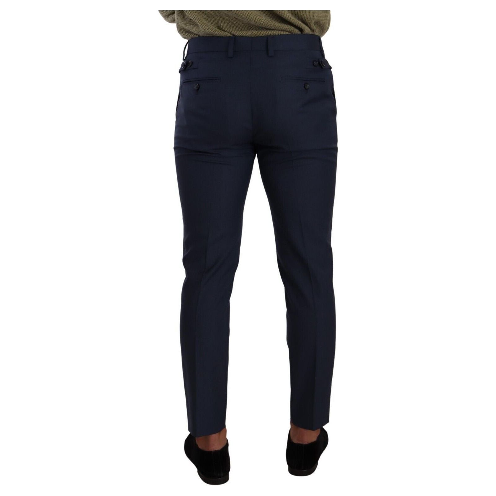 Dolce & Gabbana Dark Blue Wool Slim-Fit Dress Pants