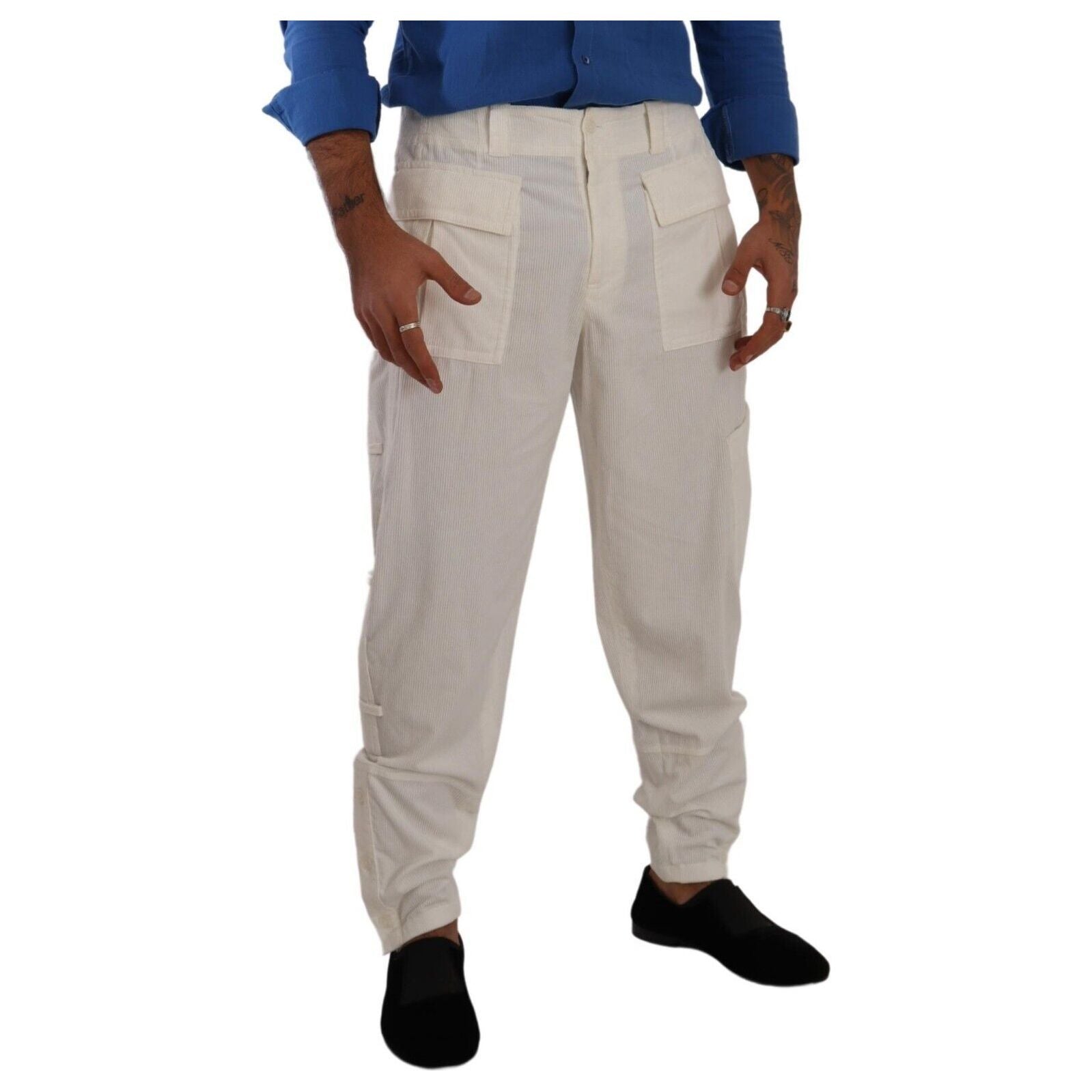 Dolce & Gabbana Off White Cotton Cargo Pants - Regular Fit