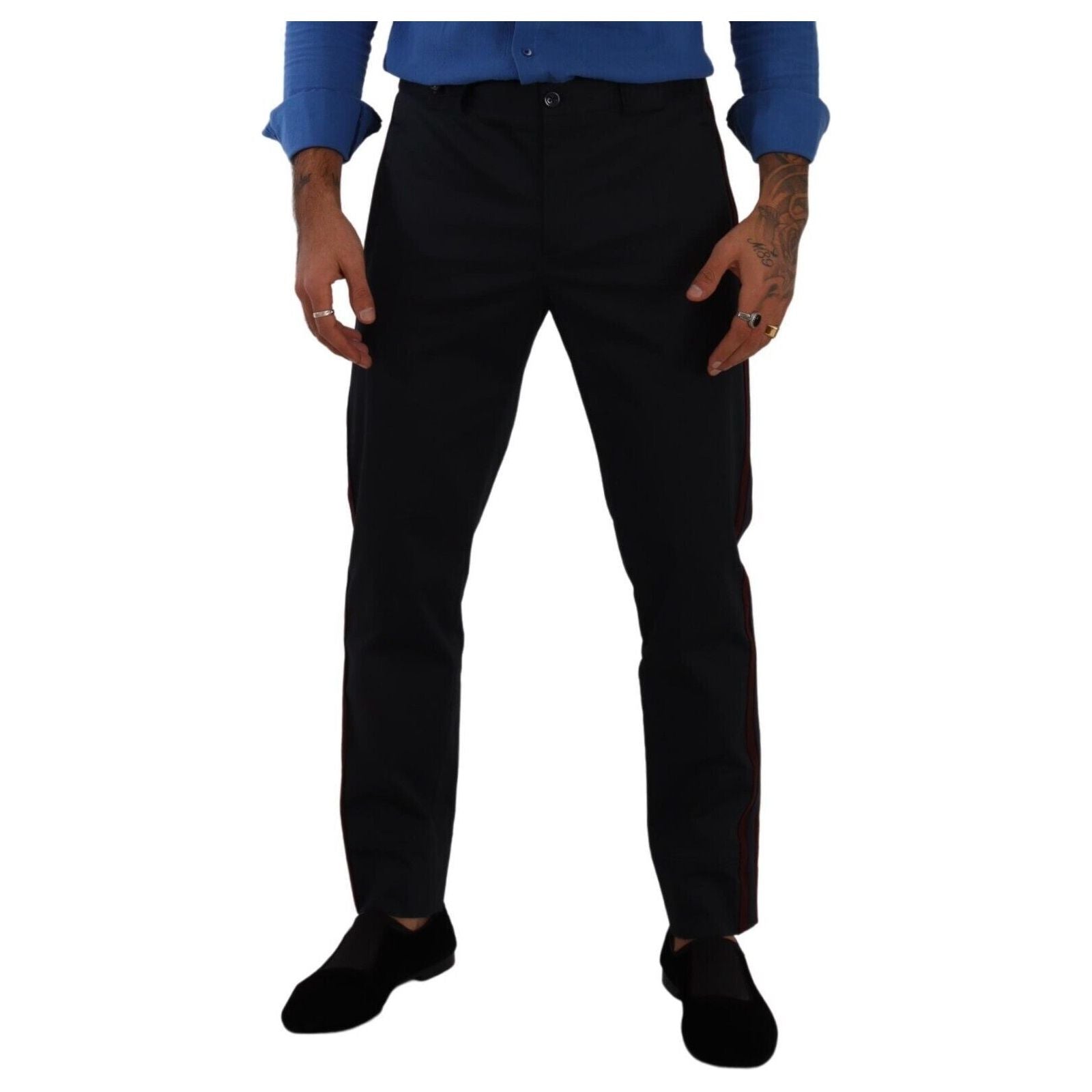 Dolce & Gabbana Blue Cotton Blend Chinos Pants