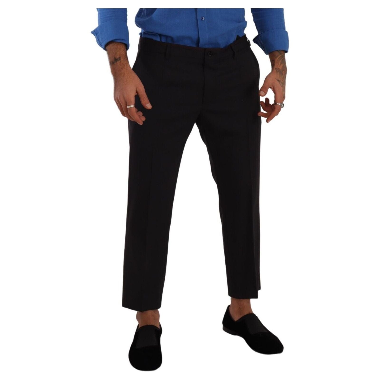 Dolce & Gabbana Grey Wool Stretch Cropped Pants