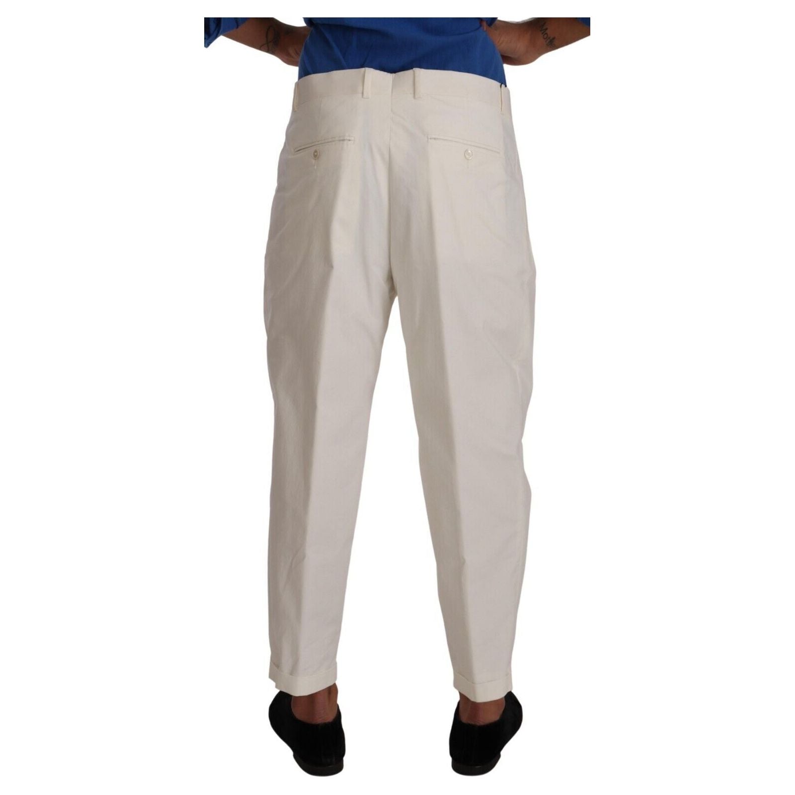 Dolce & Gabbana White Cotton Stretch Dress Pants