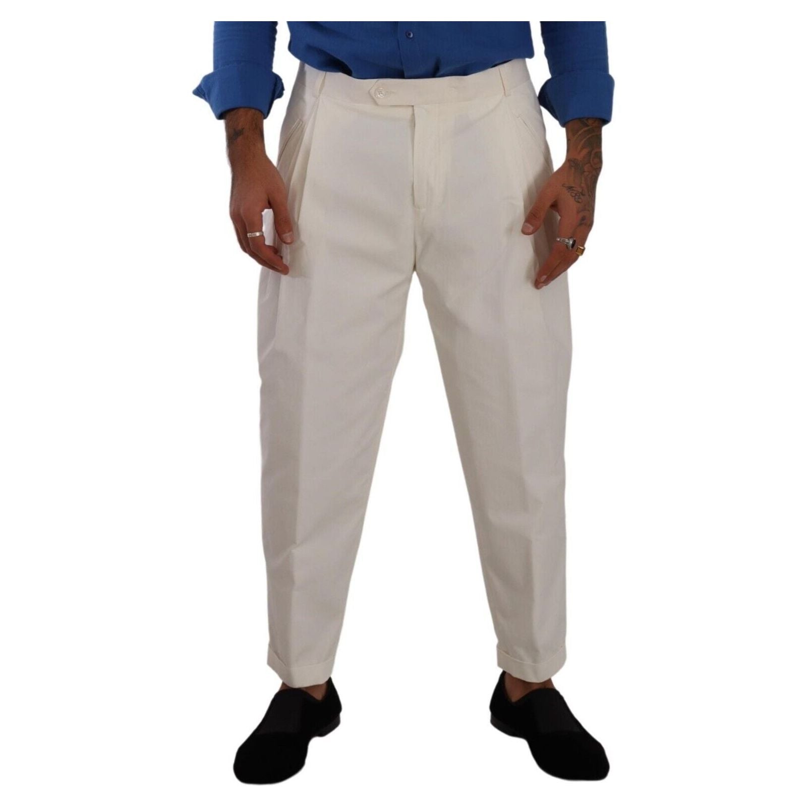 Dolce & Gabbana White Cotton Stretch Dress Pants