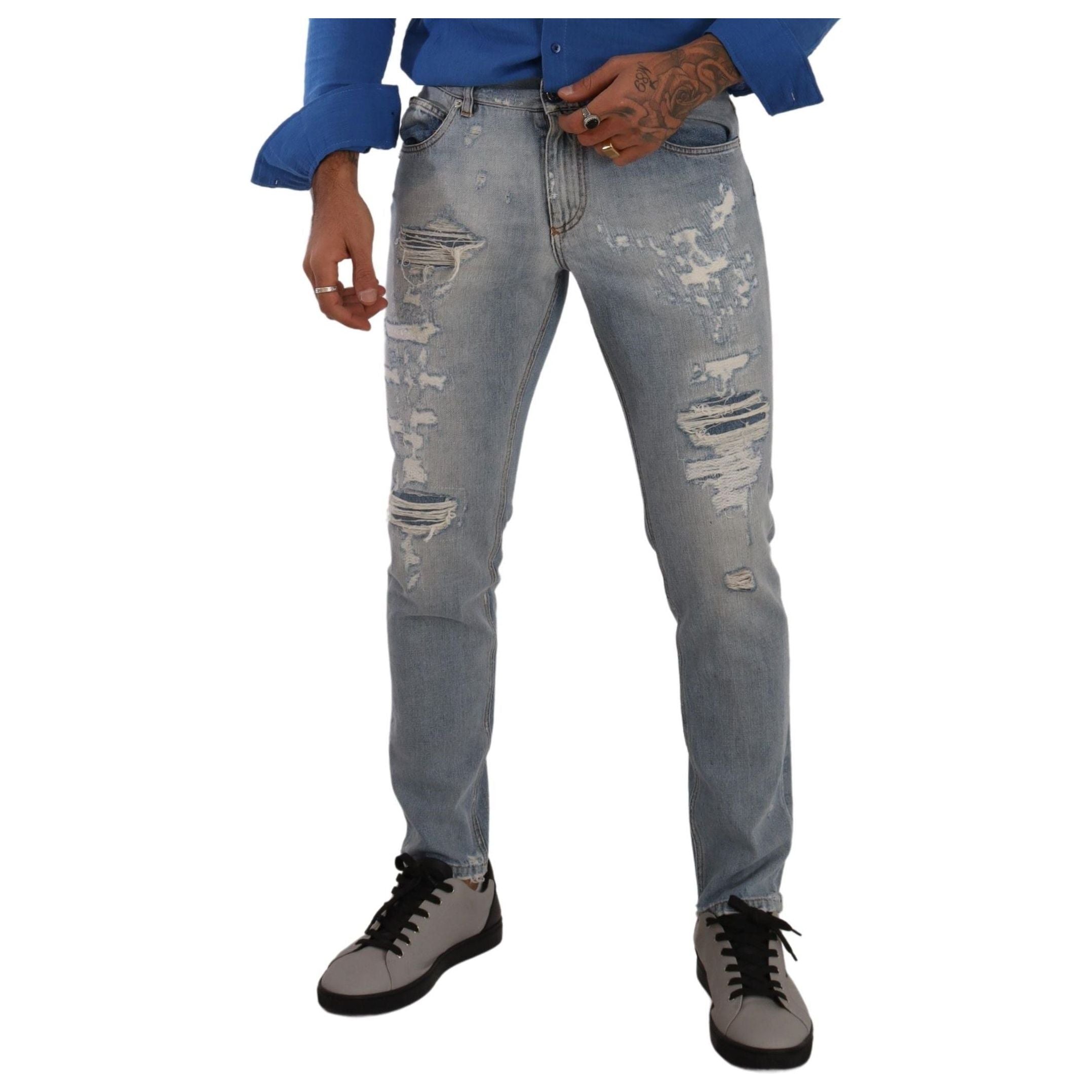 Dolce & Gabbana Light Blue Cotton Straight Denim Jeans