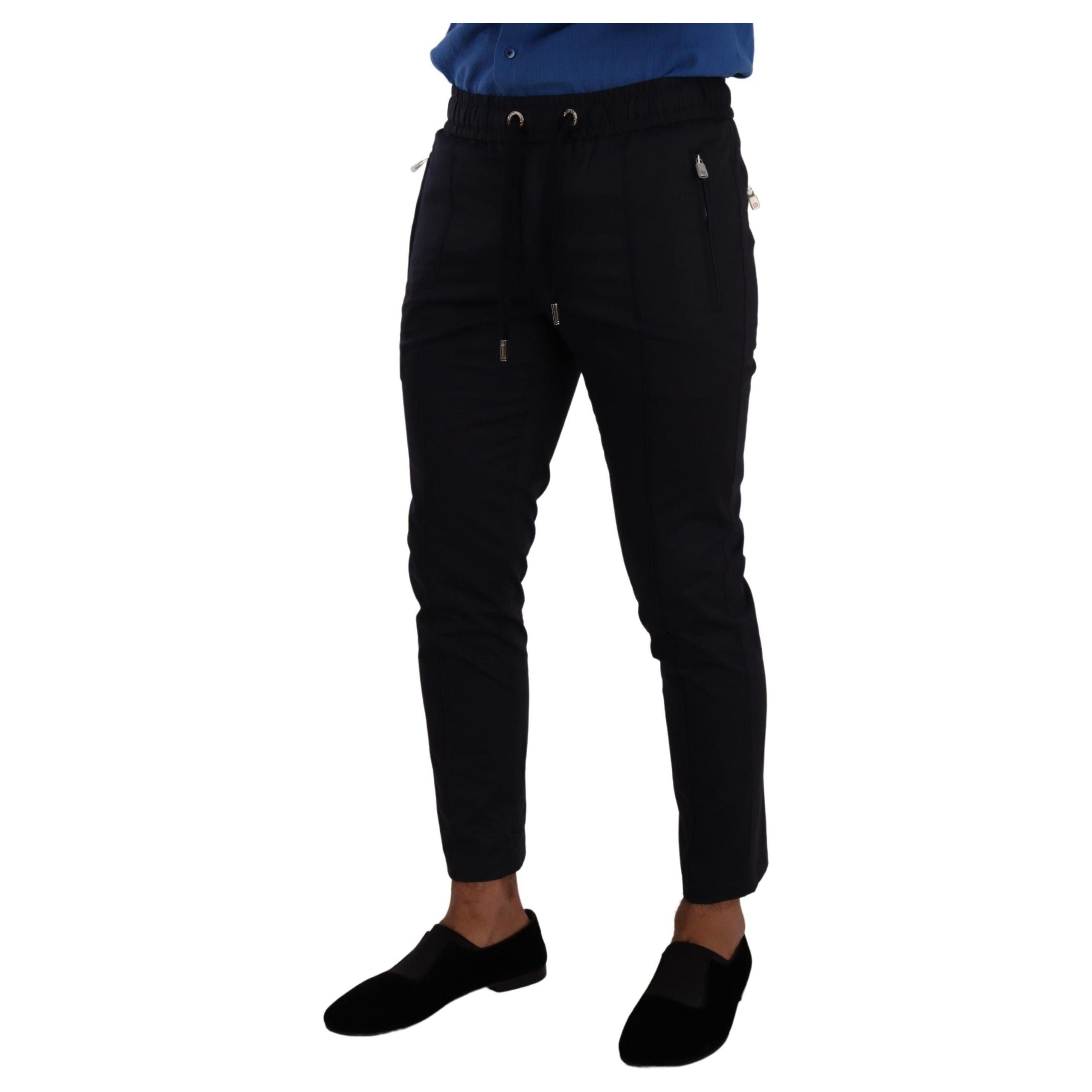 Dolce & Gabbana Dark Blue Cotton Skinny Jogging Pants