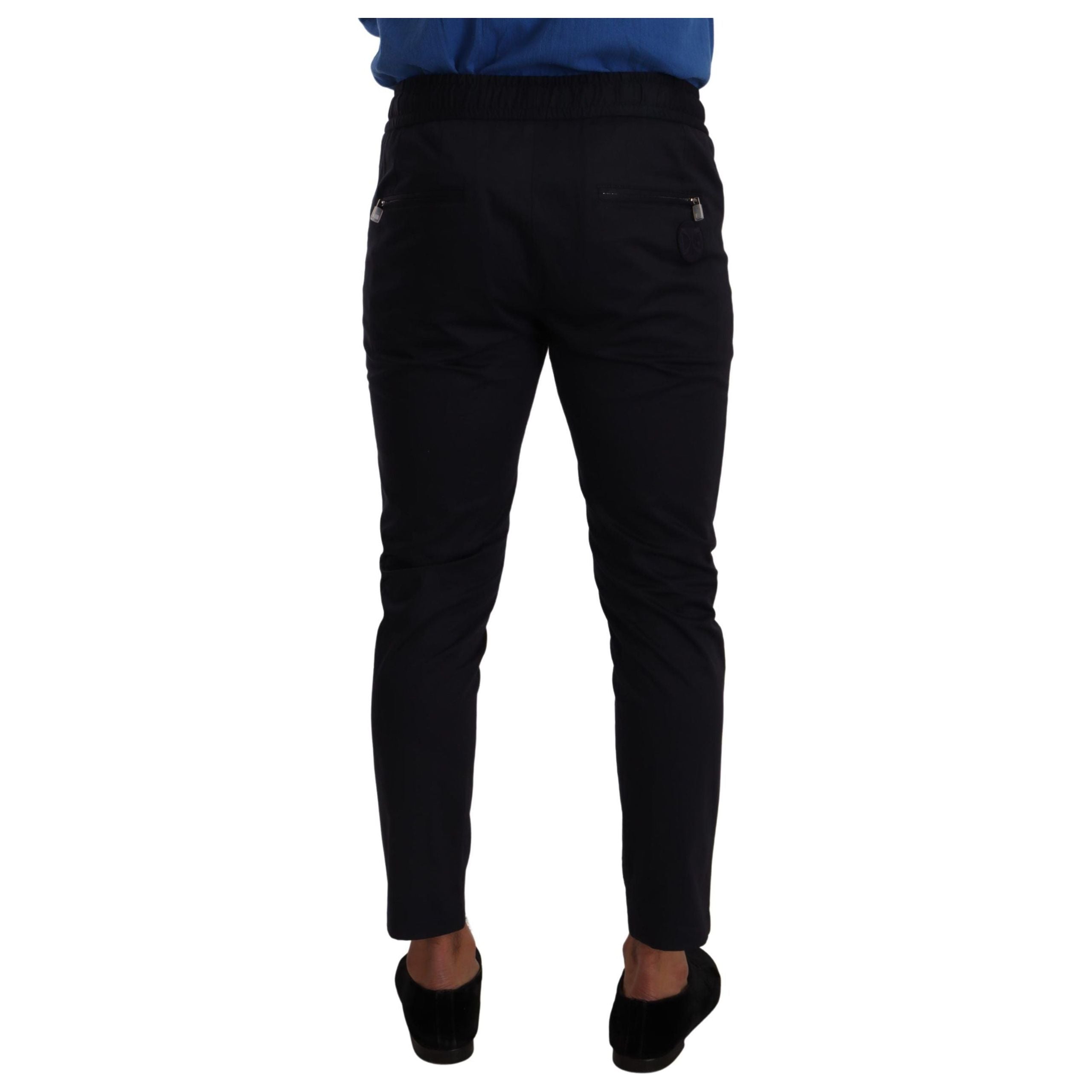 Dolce & Gabbana Dark Blue Cotton Skinny Jogging Pants