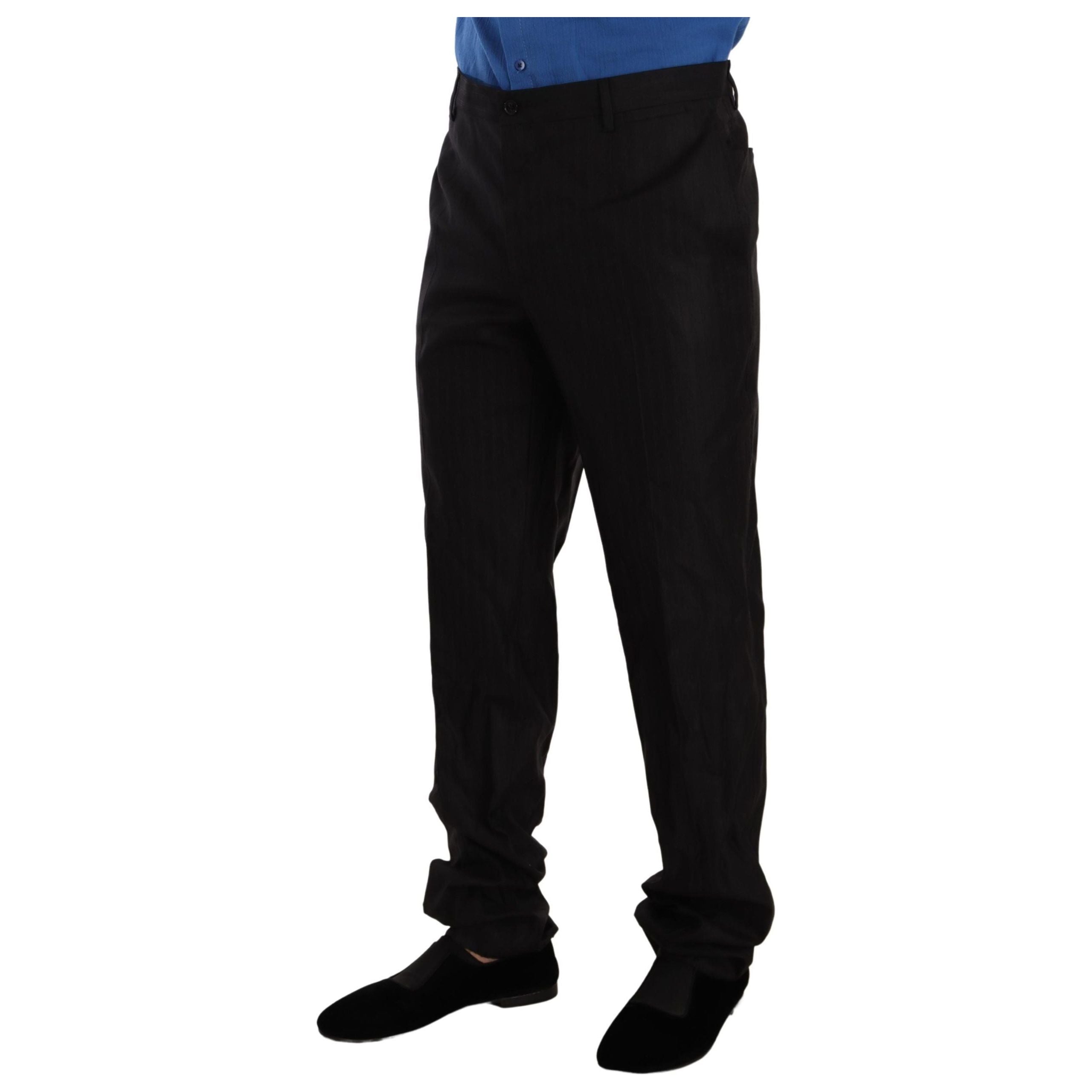 Dolce & Gabbana Grey Wool-Silk Elegant Dress Pants