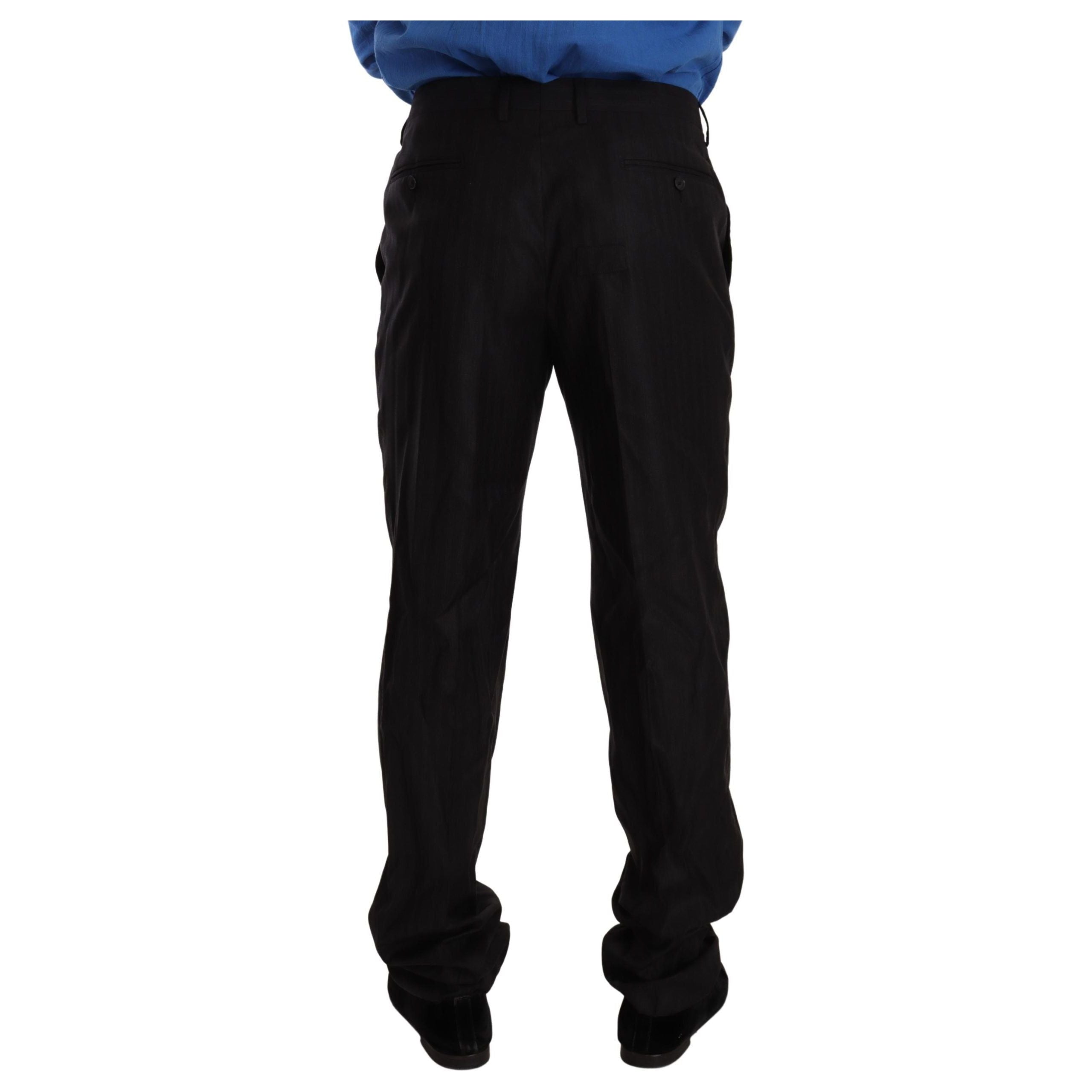 Dolce & Gabbana Grey Wool-Silk Elegant Dress Pants