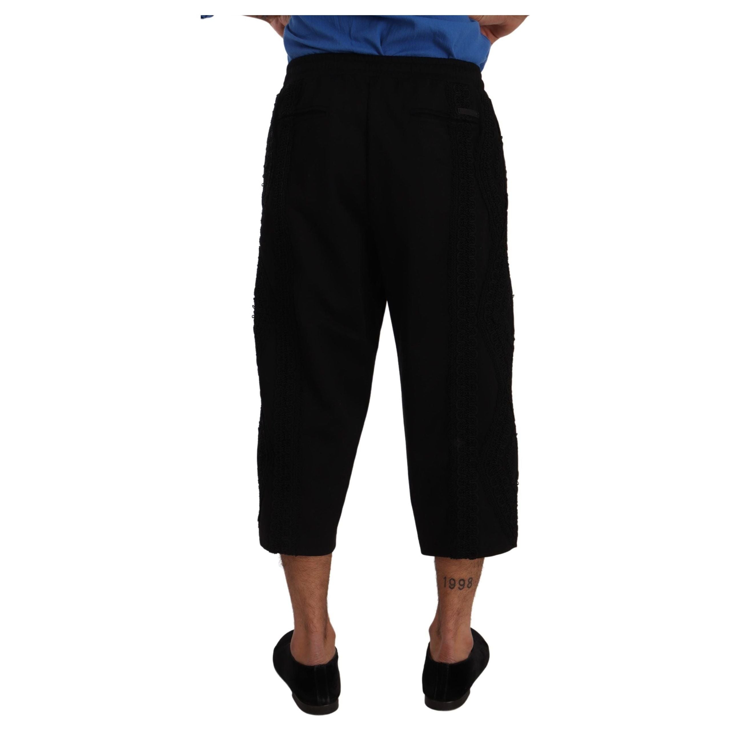 Dolce & Gabbana Black Cotton Blend Cropped Pants