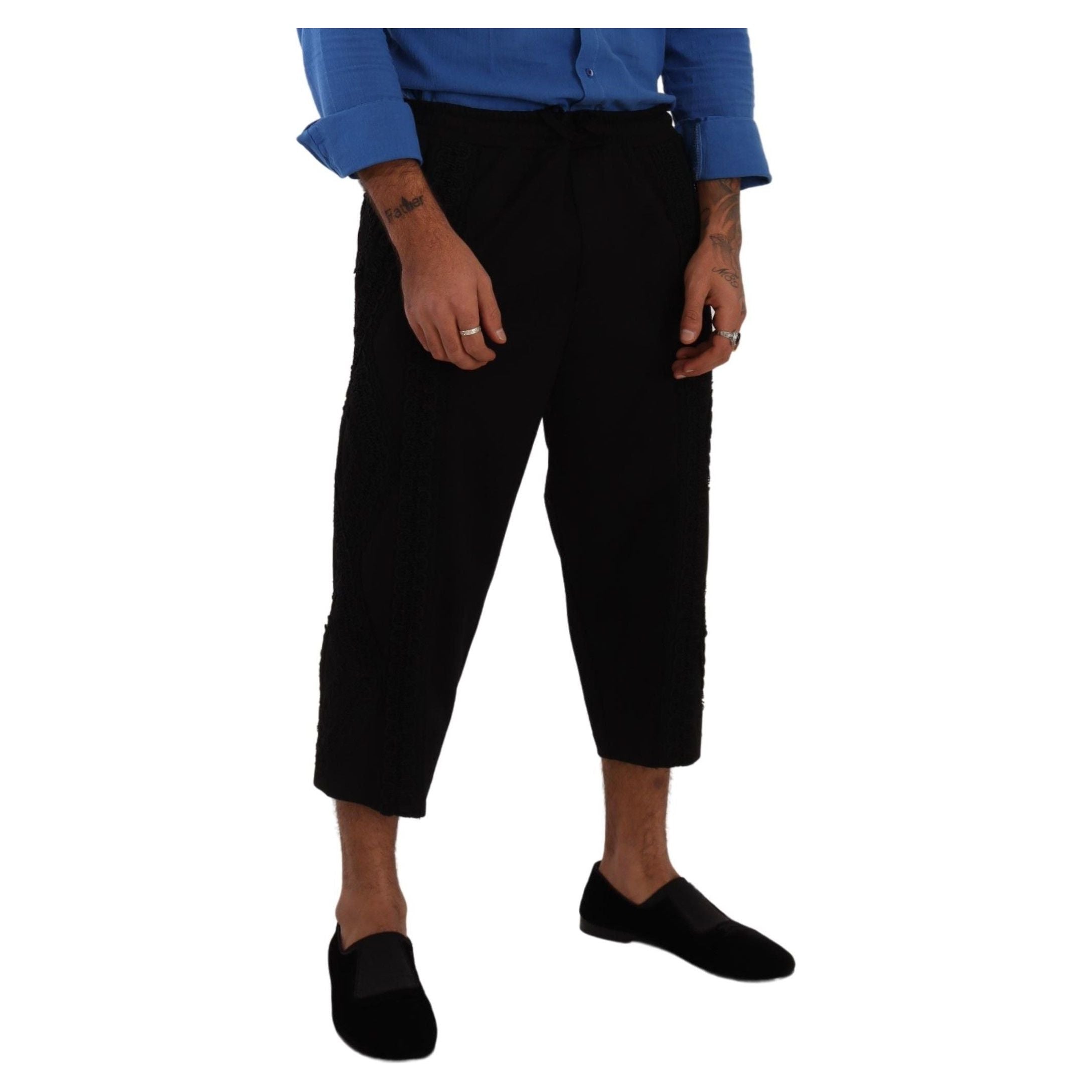Dolce & Gabbana Black Cotton Blend Cropped Pants