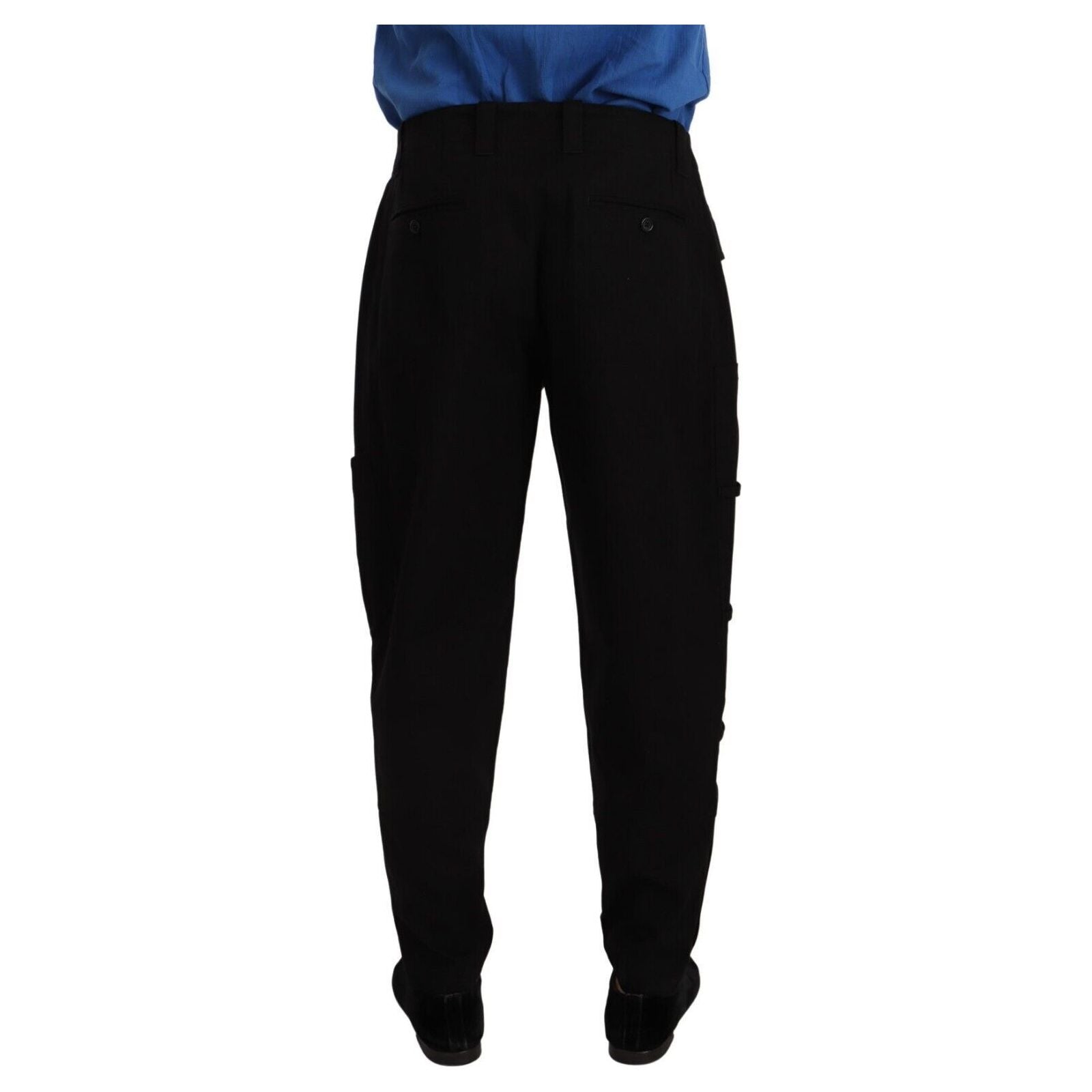 Dolce & Gabbana Black Cotton Cargo Pants with Stretch Comfort