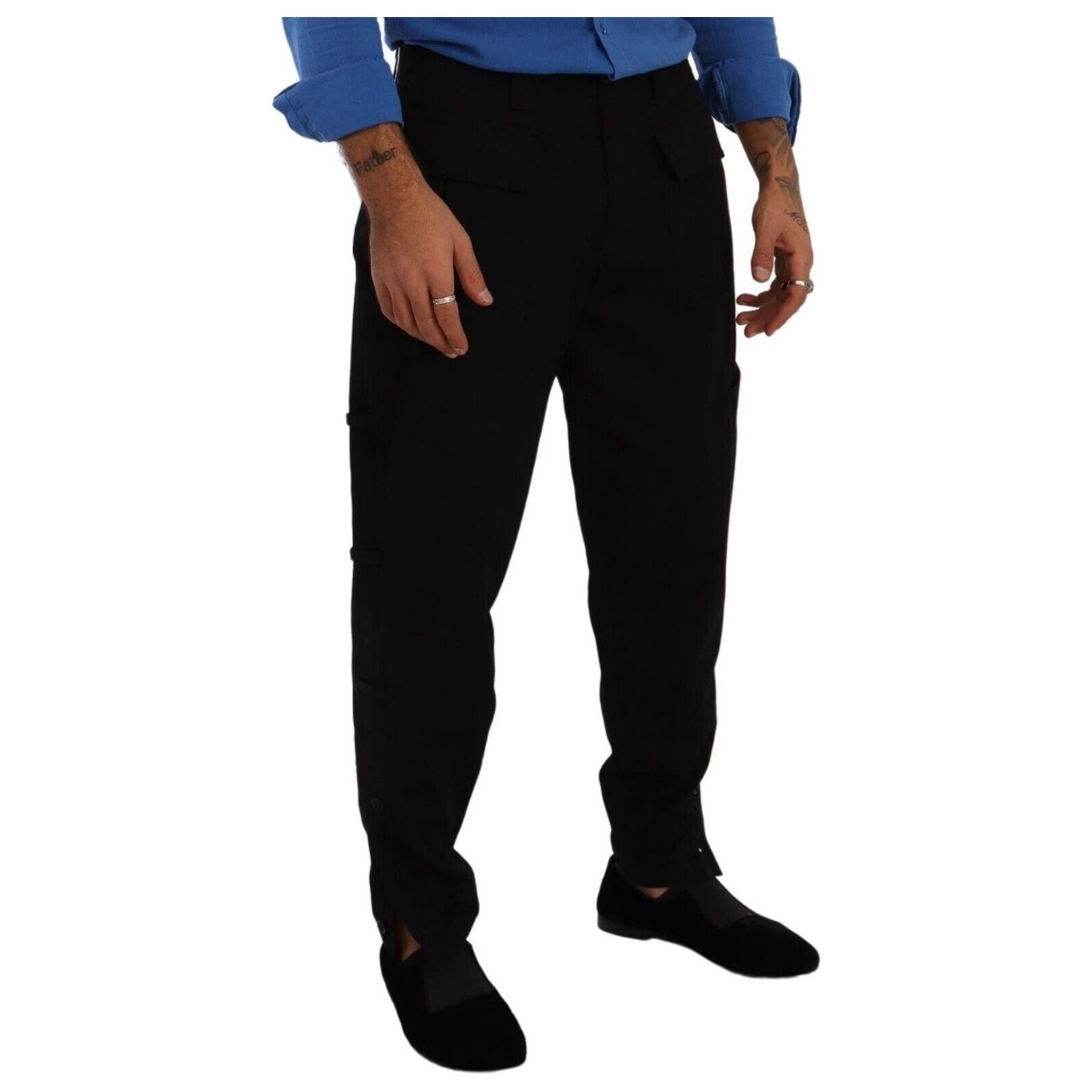 Dolce & Gabbana Black Cotton Cargo Pants with Stretch Comfort
