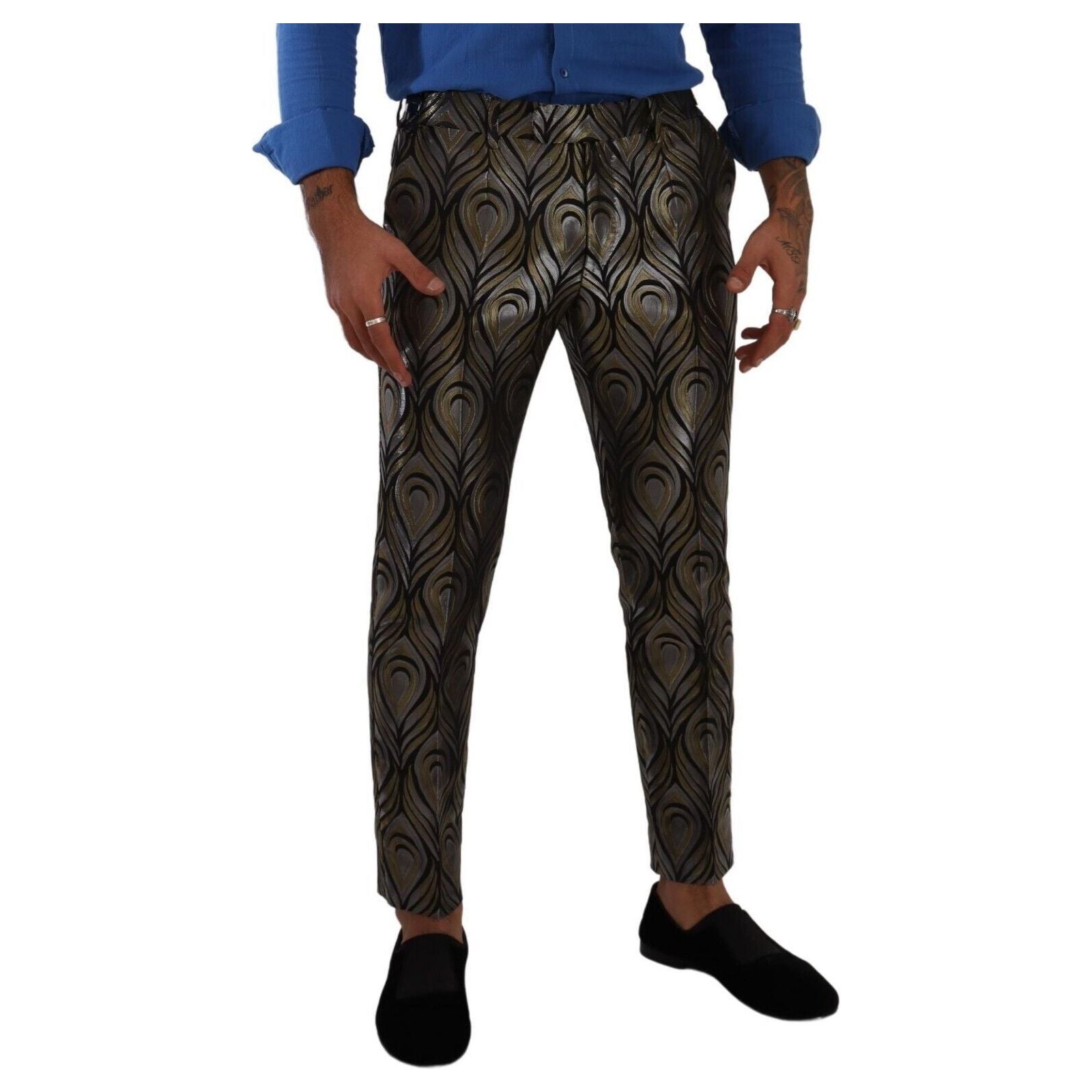 Dolce & Gabbana Black Metallic Fabric Dress Trousers