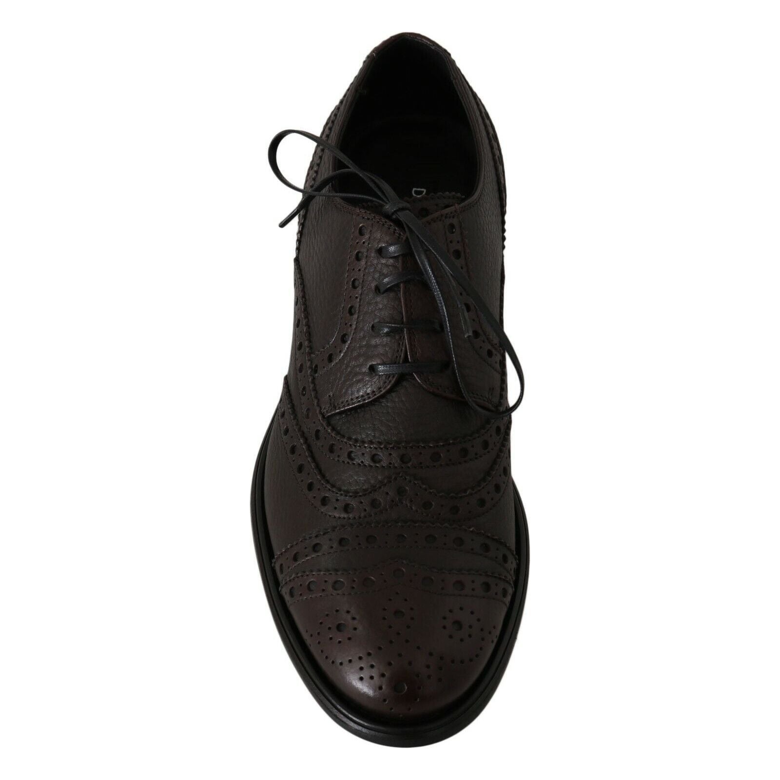 Dolce & Gabbana Black Leather Wingtip Derby Shoes