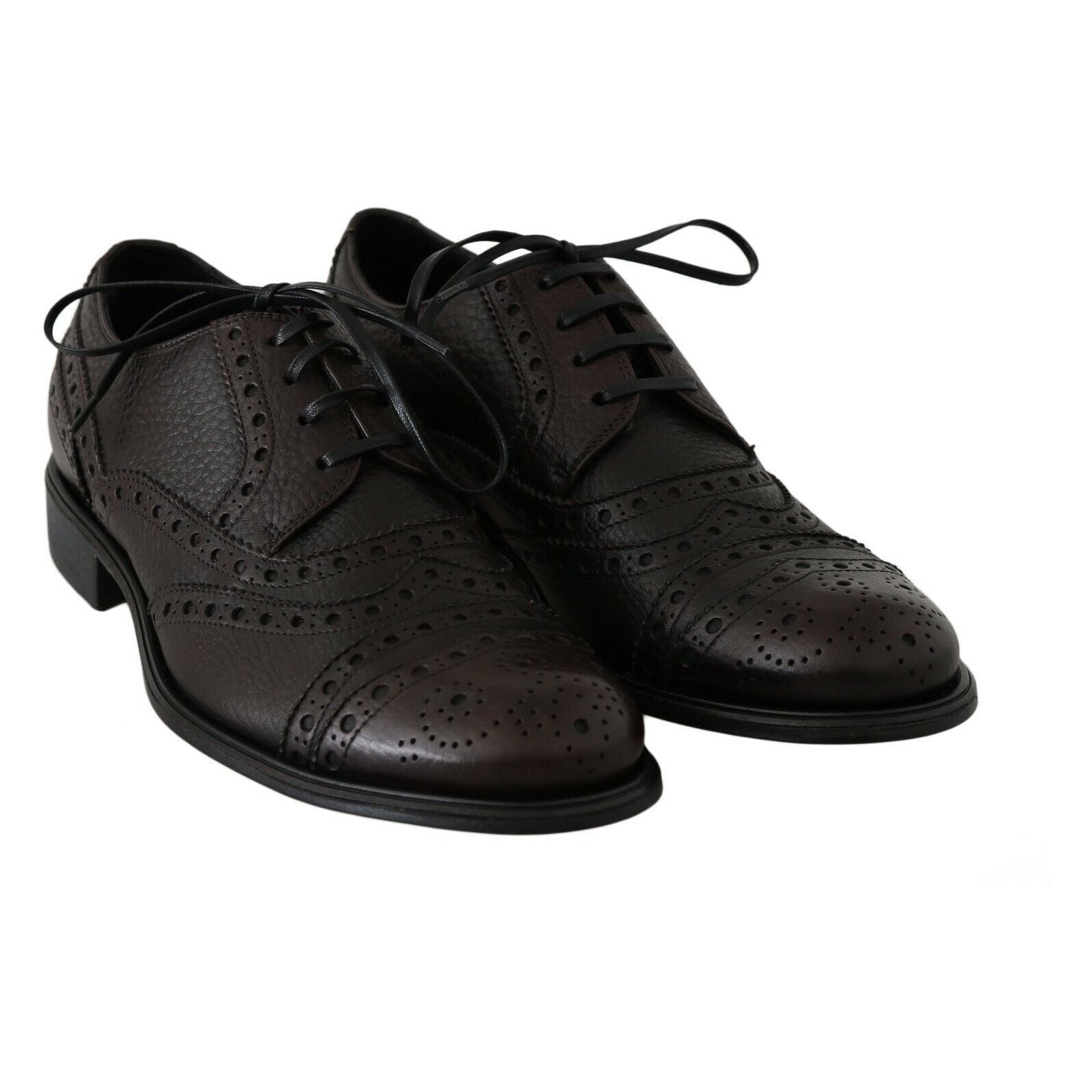 Dolce & Gabbana Black Leather Wingtip Derby Shoes